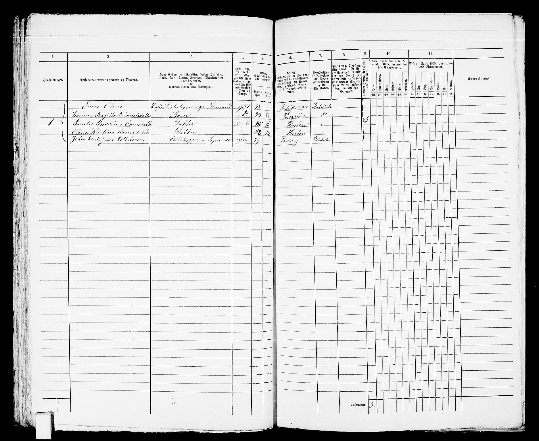 RA, 1865 census for Horten, 1865, p. 113