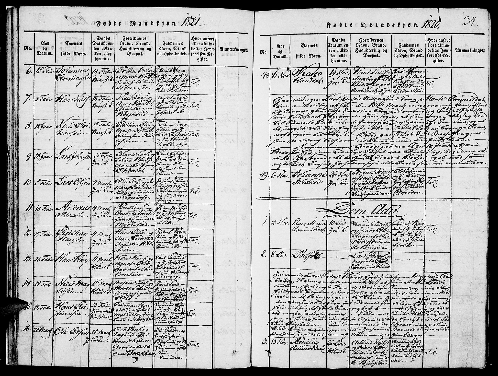 Vardal prestekontor, SAH/PREST-100/H/Ha/Haa/L0004: Parish register (official) no. 4, 1814-1831, p. 34