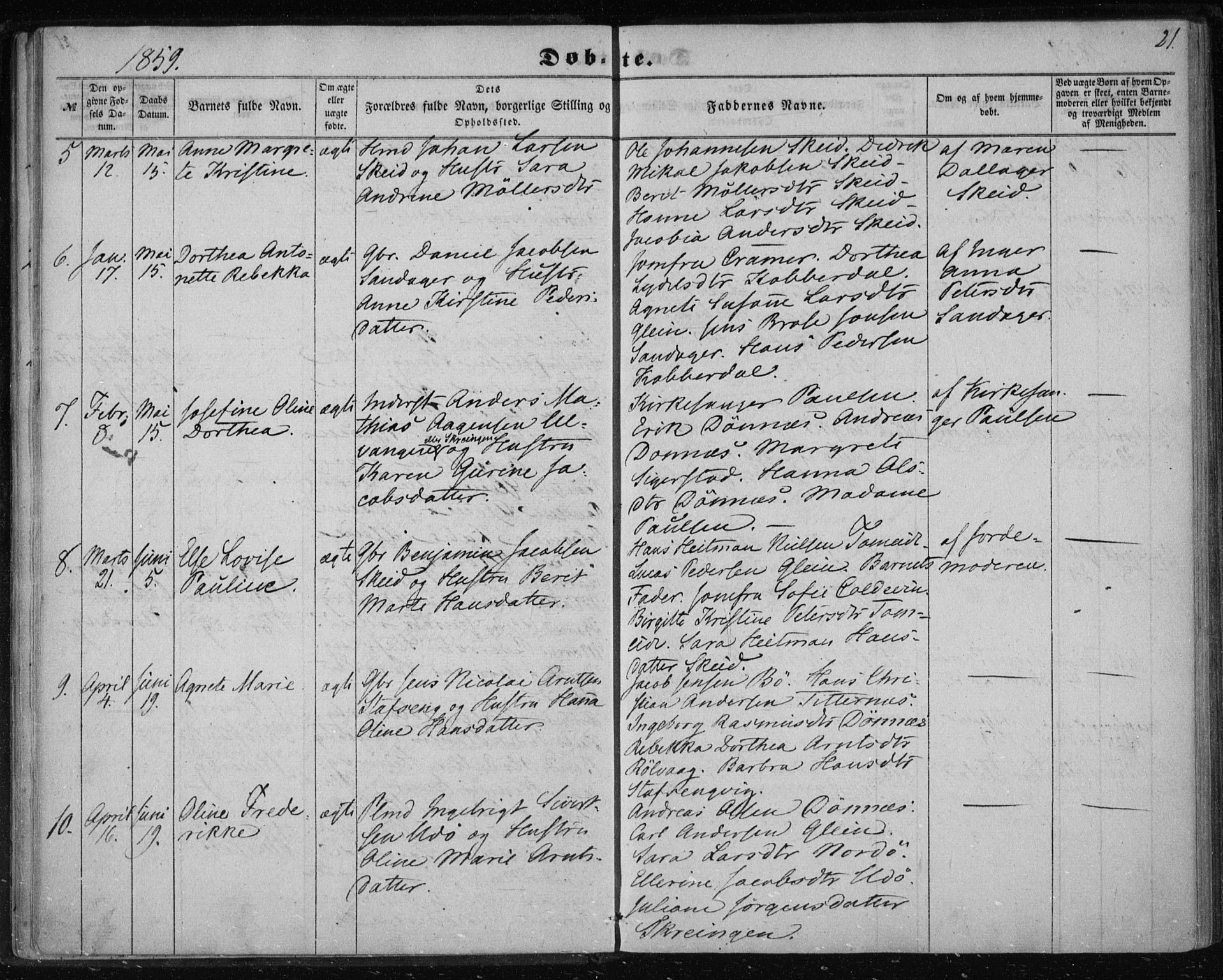 Ministerialprotokoller, klokkerbøker og fødselsregistre - Nordland, AV/SAT-A-1459/835/L0523: Parish register (official) no. 835A01, 1855-1865, p. 21