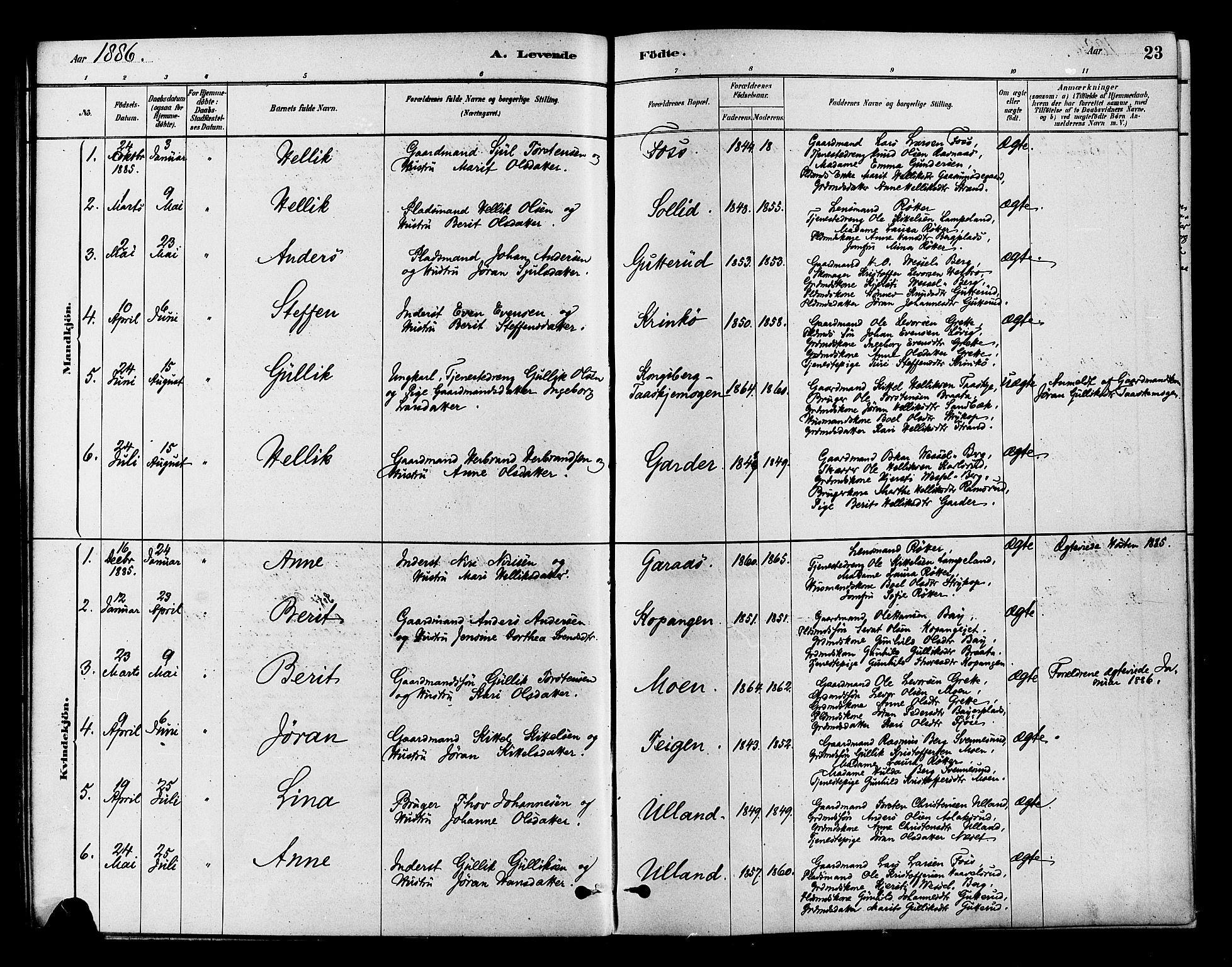 Flesberg kirkebøker, AV/SAKO-A-18/F/Fb/L0001: Parish register (official) no. II 1, 1879-1907, p. 23