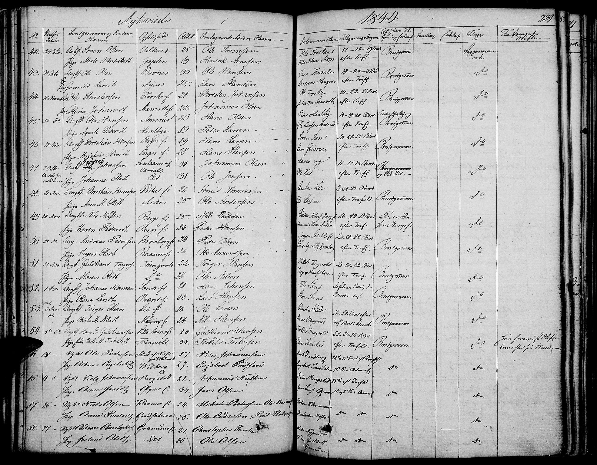 Land prestekontor, SAH/PREST-120/H/Ha/Haa/L0008: Parish register (official) no. 8, 1830-1846, p. 239