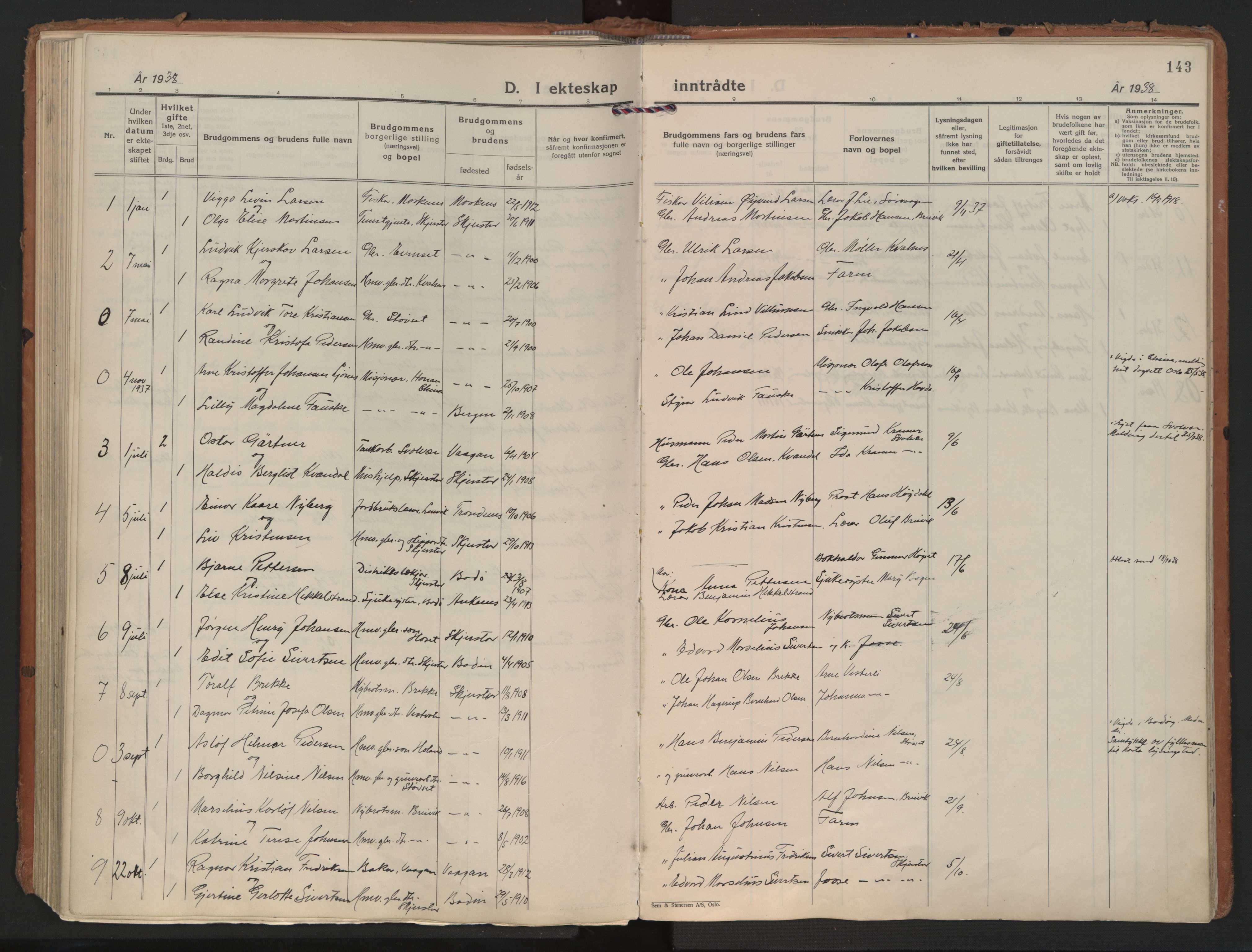 Ministerialprotokoller, klokkerbøker og fødselsregistre - Nordland, AV/SAT-A-1459/852/L0749: Parish register (official) no. 852A19, 1933-1951, p. 143