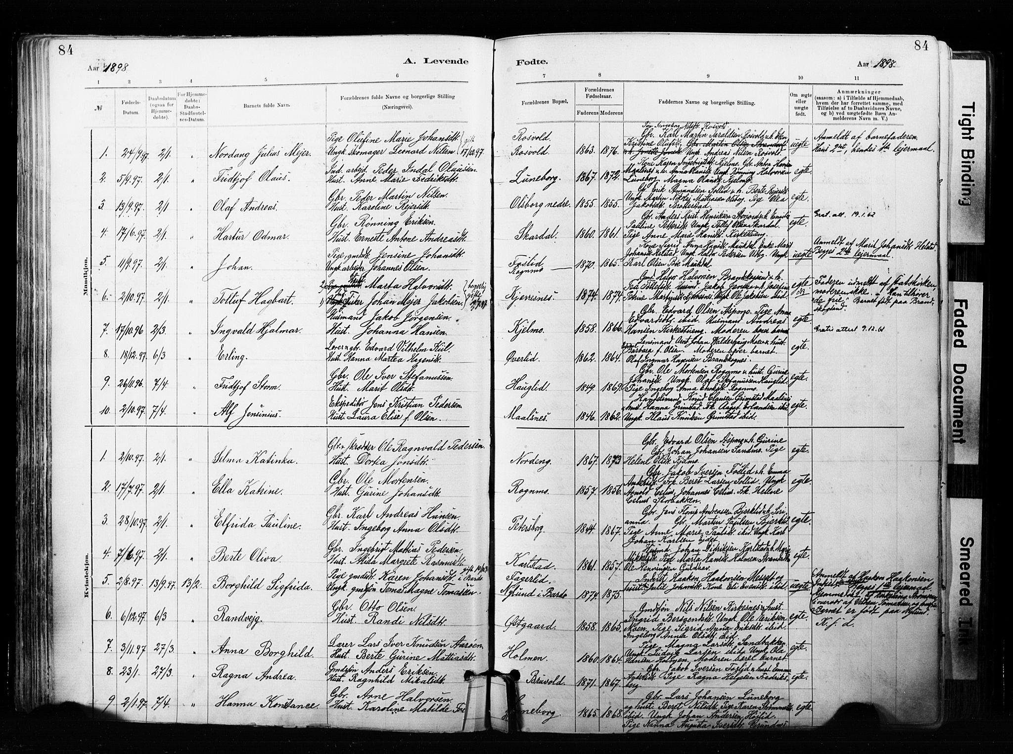Målselv sokneprestembete, SATØ/S-1311/G/Ga/Gaa/L0007kirke: Parish register (official) no. 7, 1884-1903, p. 84