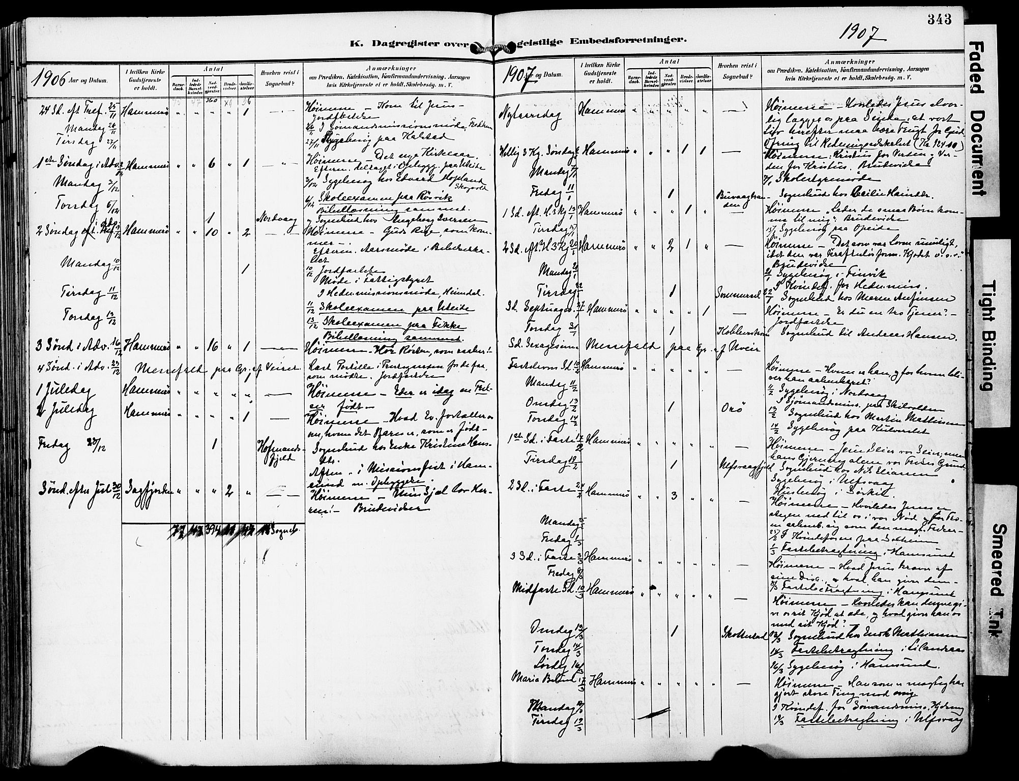 Ministerialprotokoller, klokkerbøker og fødselsregistre - Nordland, AV/SAT-A-1459/859/L0848: Parish register (official) no. 859A08, 1900-1912, p. 343