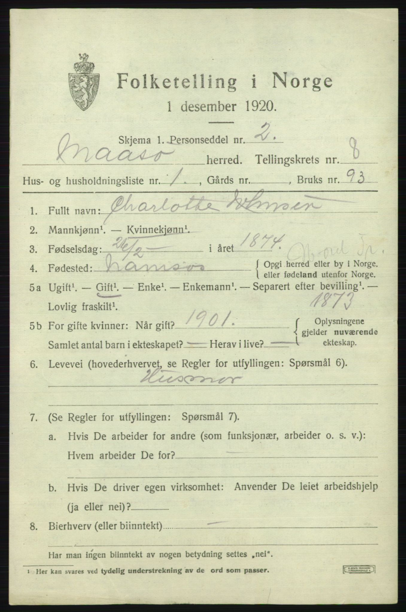 SATØ, 1920 census for Måsøy, 1920, p. 3950