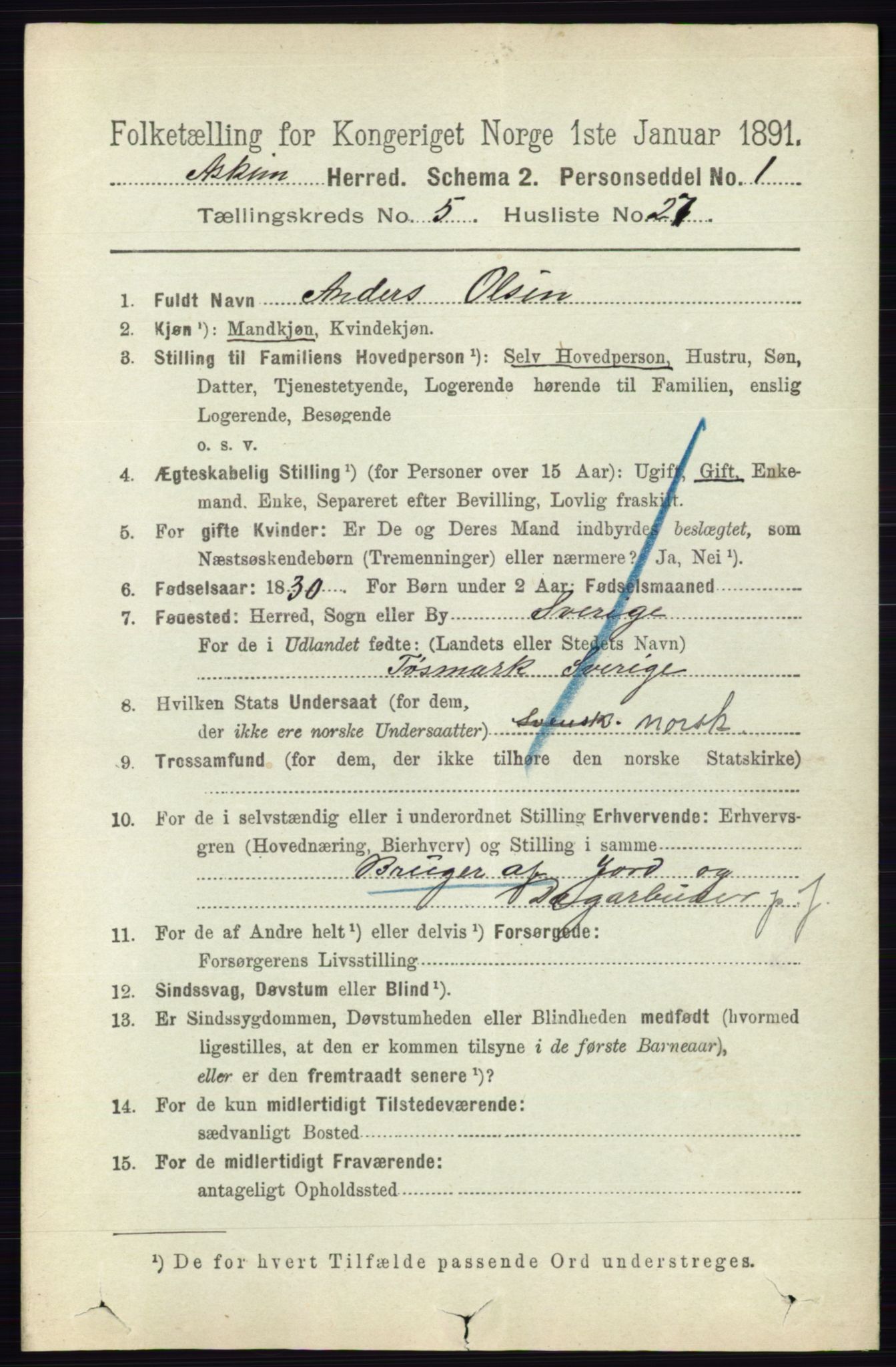 RA, 1891 census for 0124 Askim, 1891, p. 741