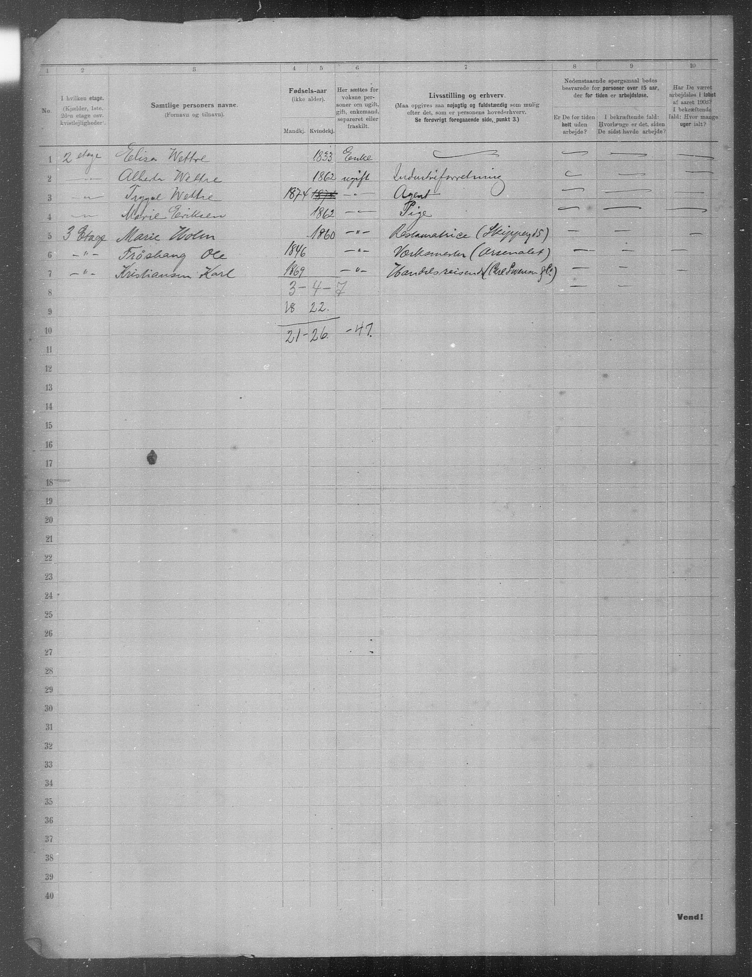 OBA, Municipal Census 1903 for Kristiania, 1903, p. 65