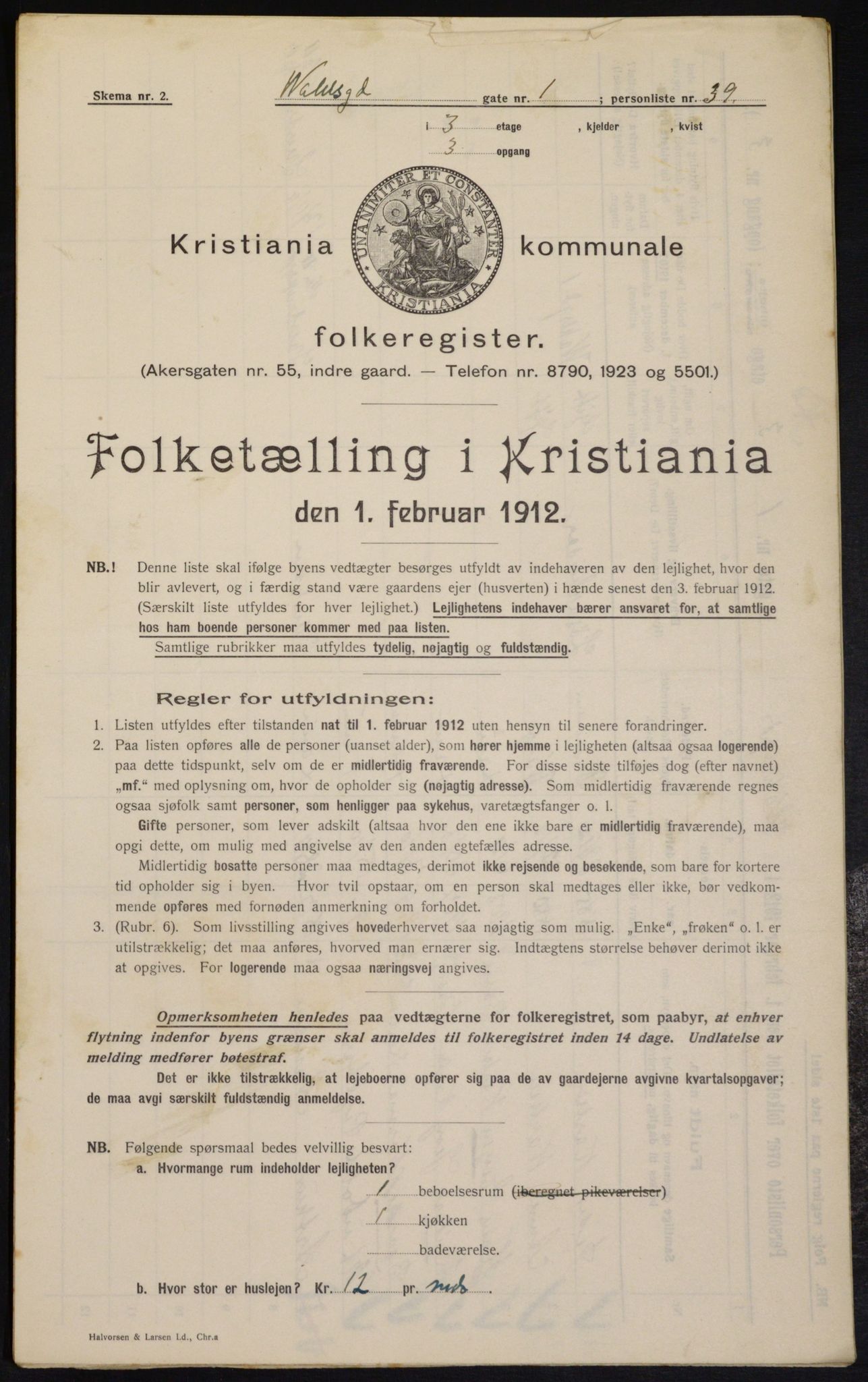 OBA, Municipal Census 1912 for Kristiania, 1912, p. 121393