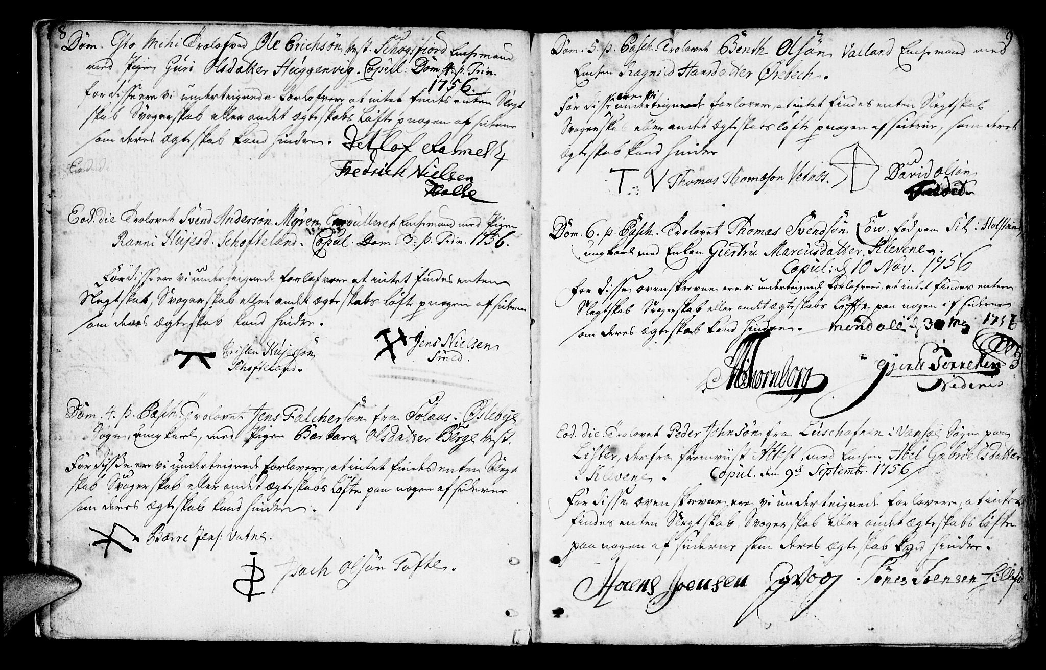 Mandal sokneprestkontor, SAK/1111-0030/F/Fa/Faa/L0006: Parish register (official) no. A 6, 1755-1783, p. 8-9