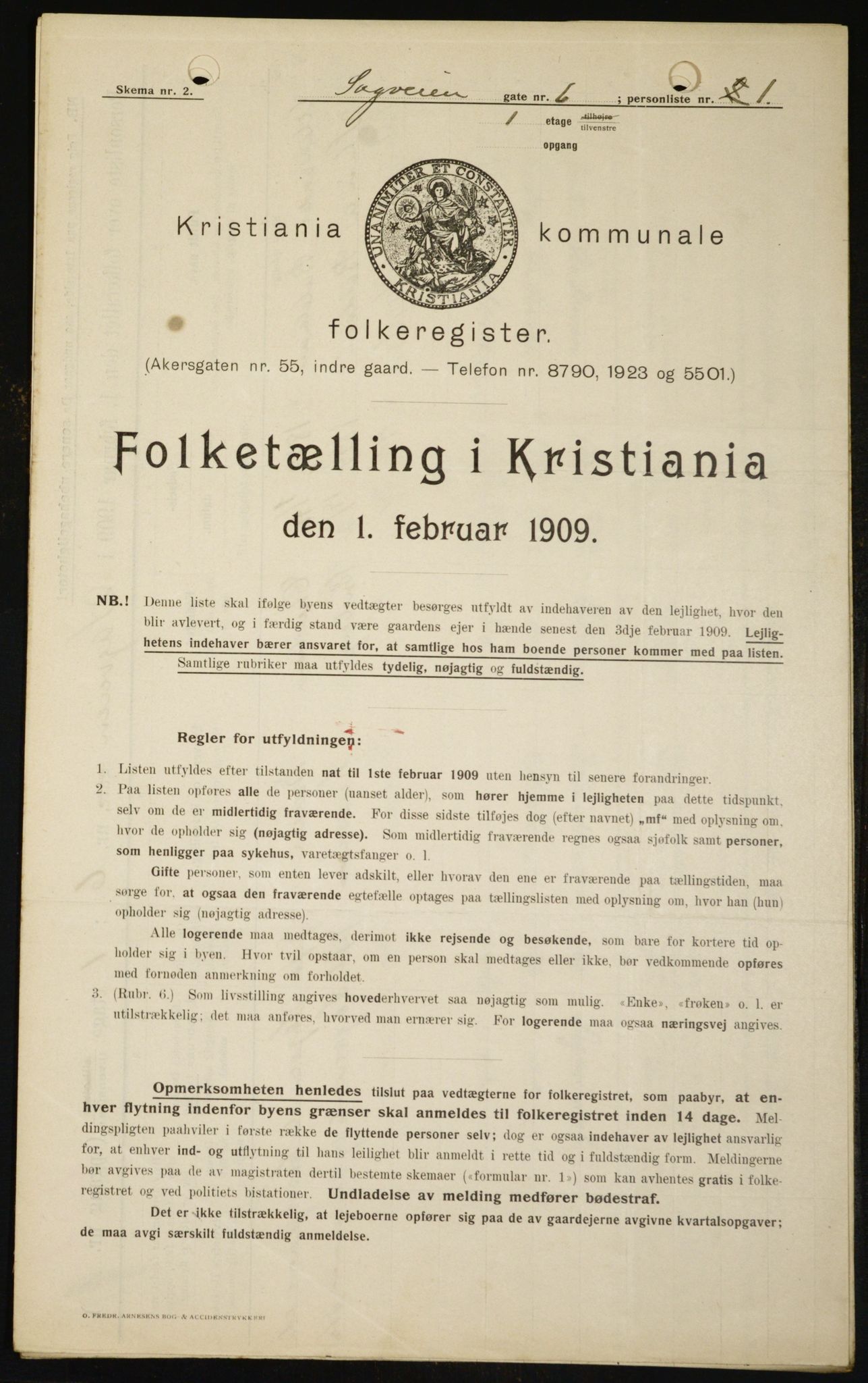 OBA, Municipal Census 1909 for Kristiania, 1909, p. 78608