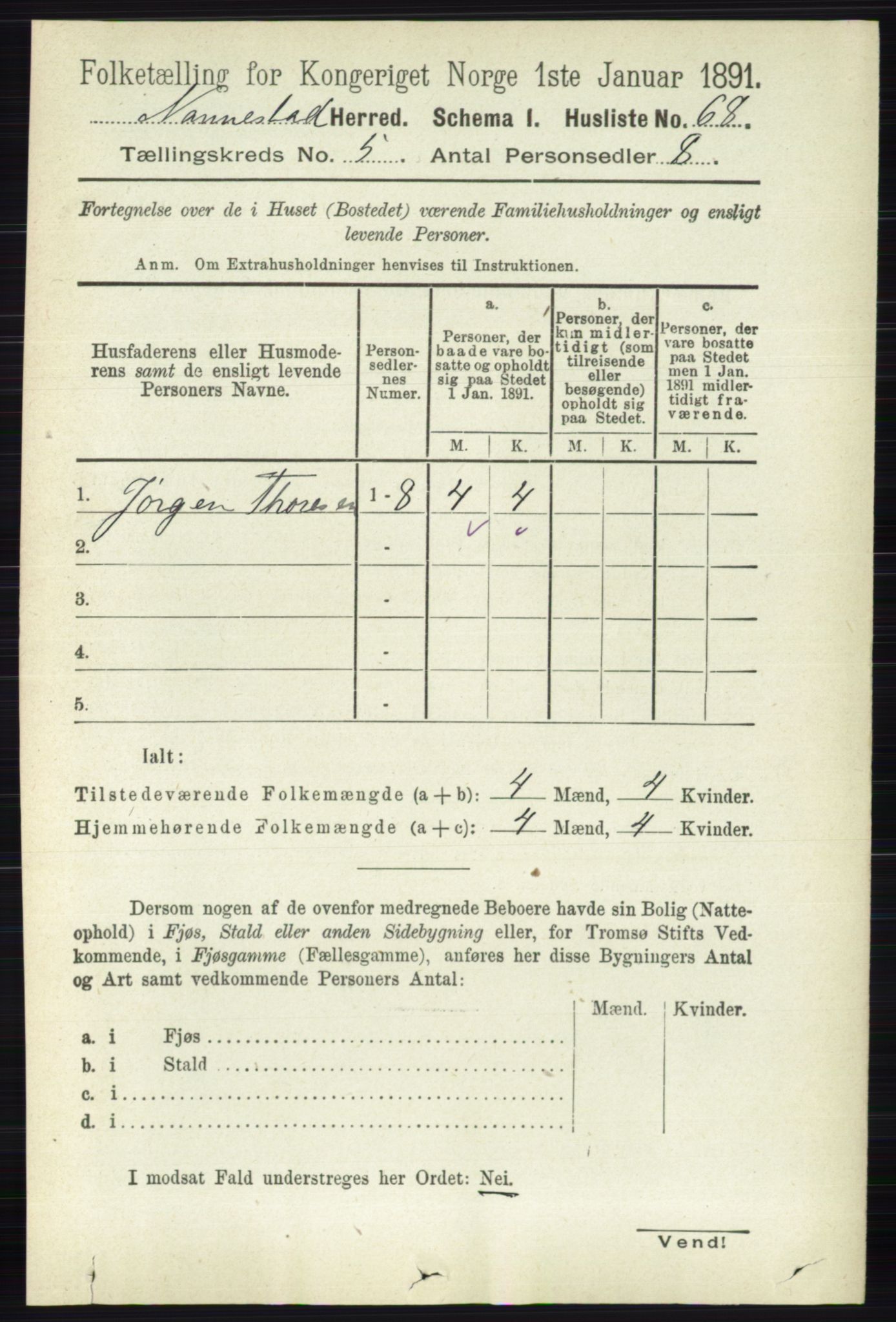 RA, 1891 census for 0238 Nannestad, 1891, p. 2590