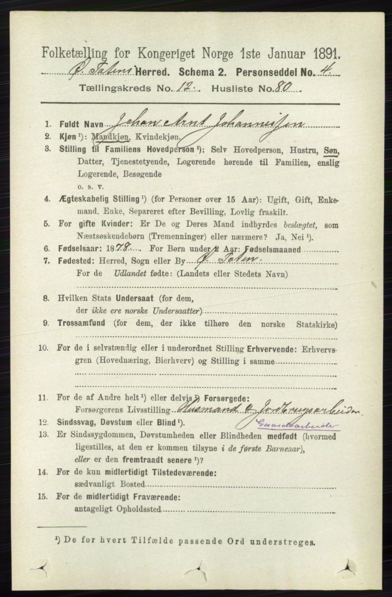 RA, 1891 census for 0528 Østre Toten, 1891, p. 8195