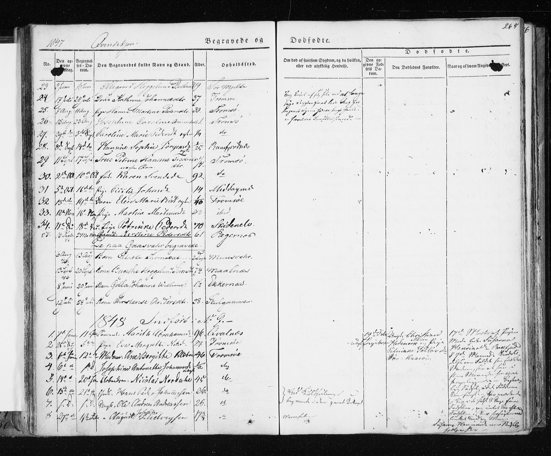 Tromsø sokneprestkontor/stiftsprosti/domprosti, SATØ/S-1343/G/Ga/L0009kirke: Parish register (official) no. 9, 1837-1847, p. 265