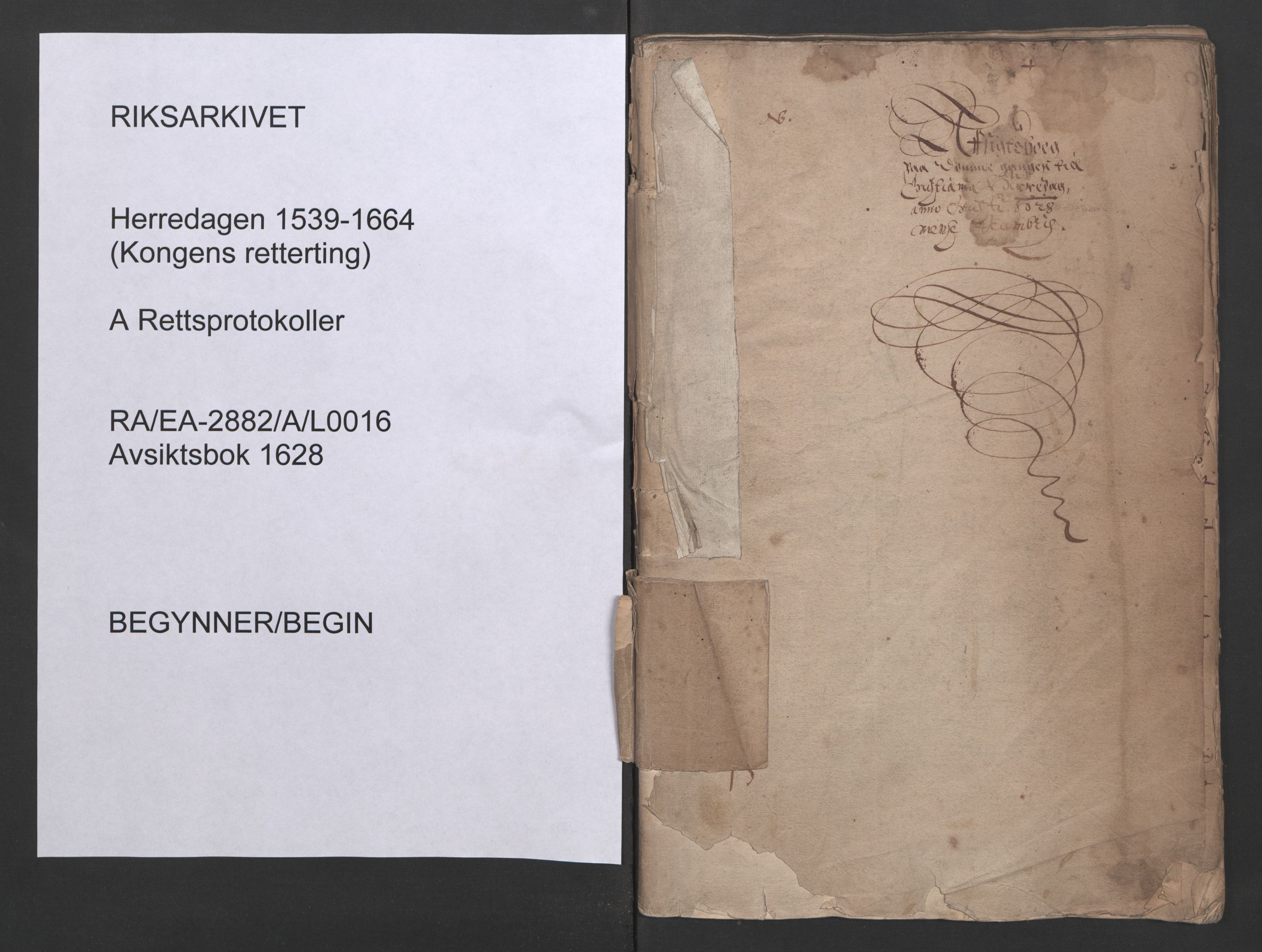 Herredagen 1539-1664  (Kongens Retterting), AV/RA-EA-2882/A/L0016: Avsiktsbok   Stevningsbok, 1628