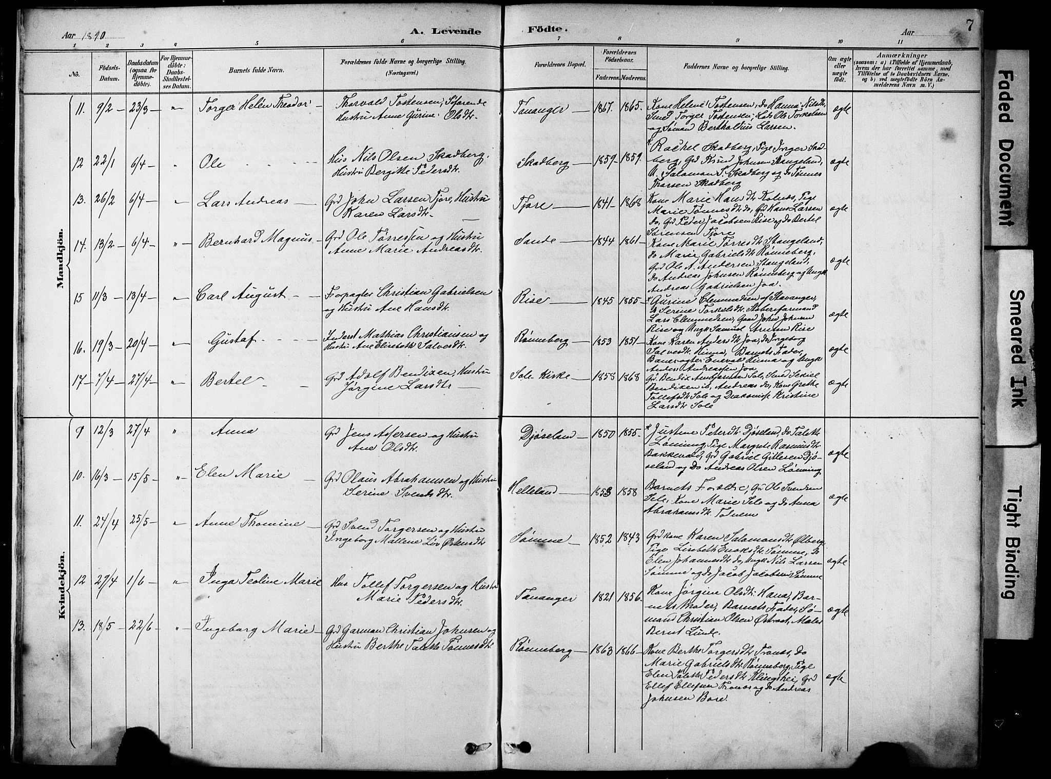 Håland sokneprestkontor, AV/SAST-A-101802/001/30BA/L0012: Parish register (official) no. A 11, 1889-1900, p. 7