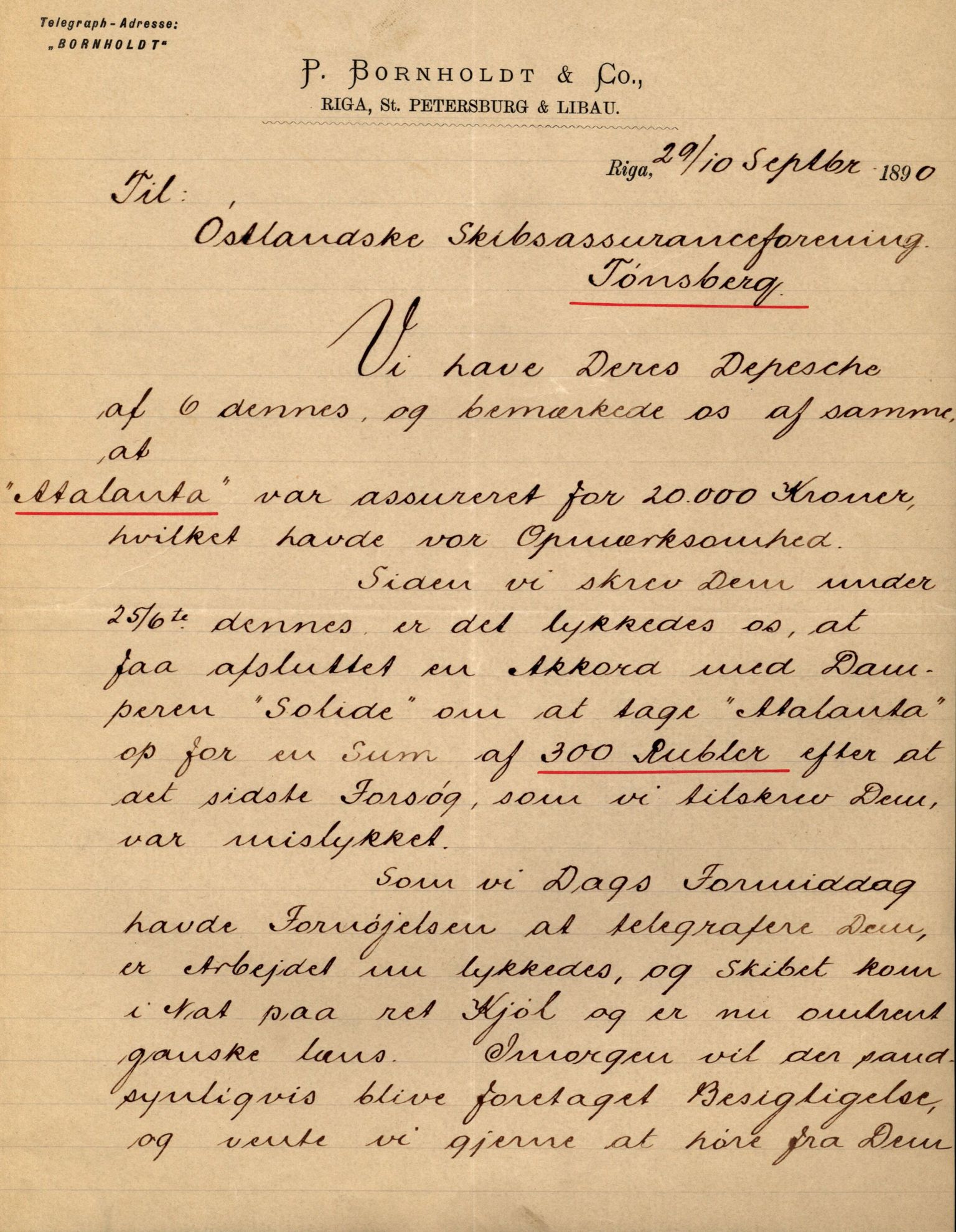 Pa 63 - Østlandske skibsassuranceforening, VEMU/A-1079/G/Ga/L0026/0008: Havaridokumenter / Bernadotte, Bardeu, Augustinus, Atlanta, Arne, 1890, p. 32