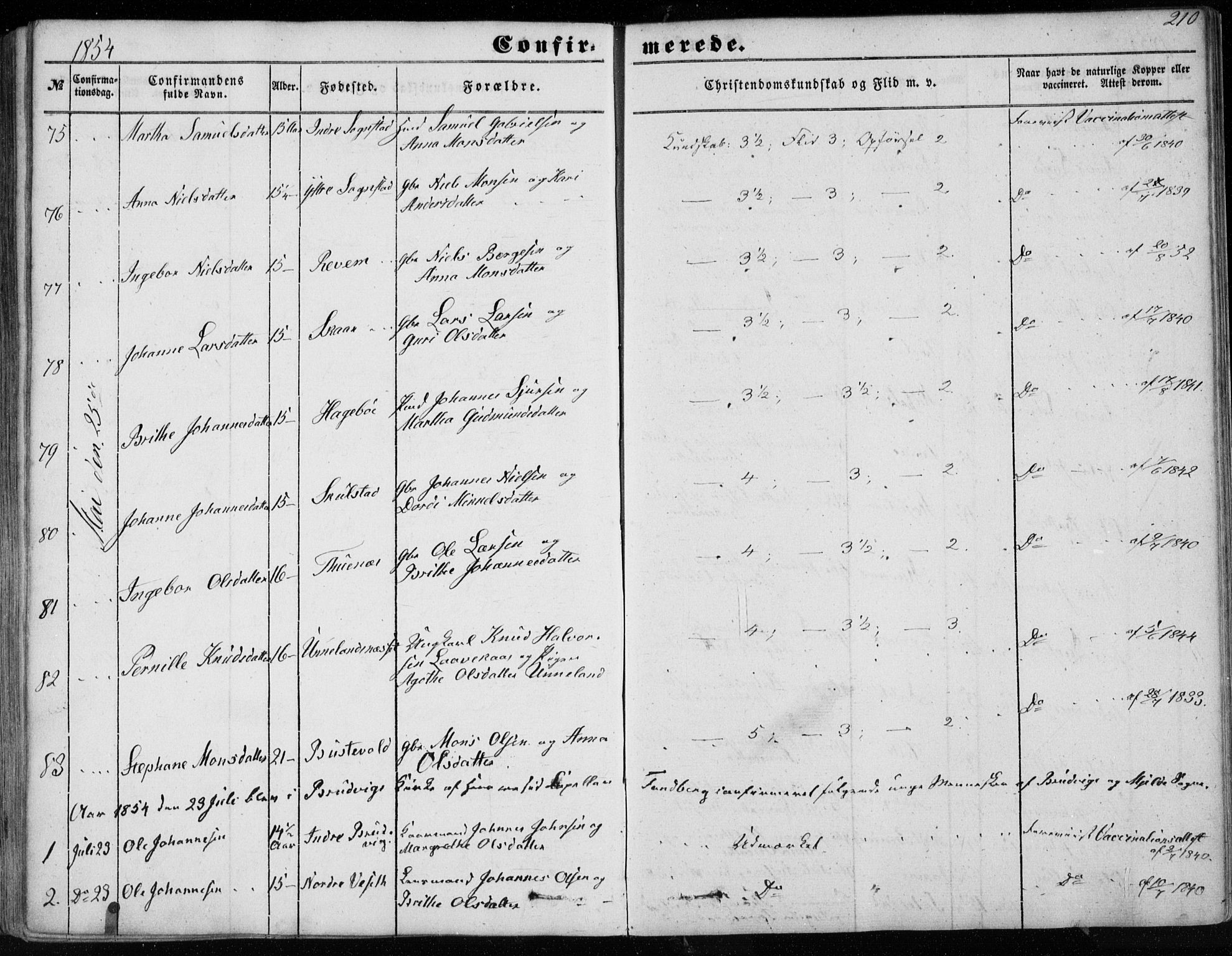 Haus sokneprestembete, AV/SAB-A-75601/H/Haa: Parish register (official) no. A 16 I, 1848-1857, p. 210