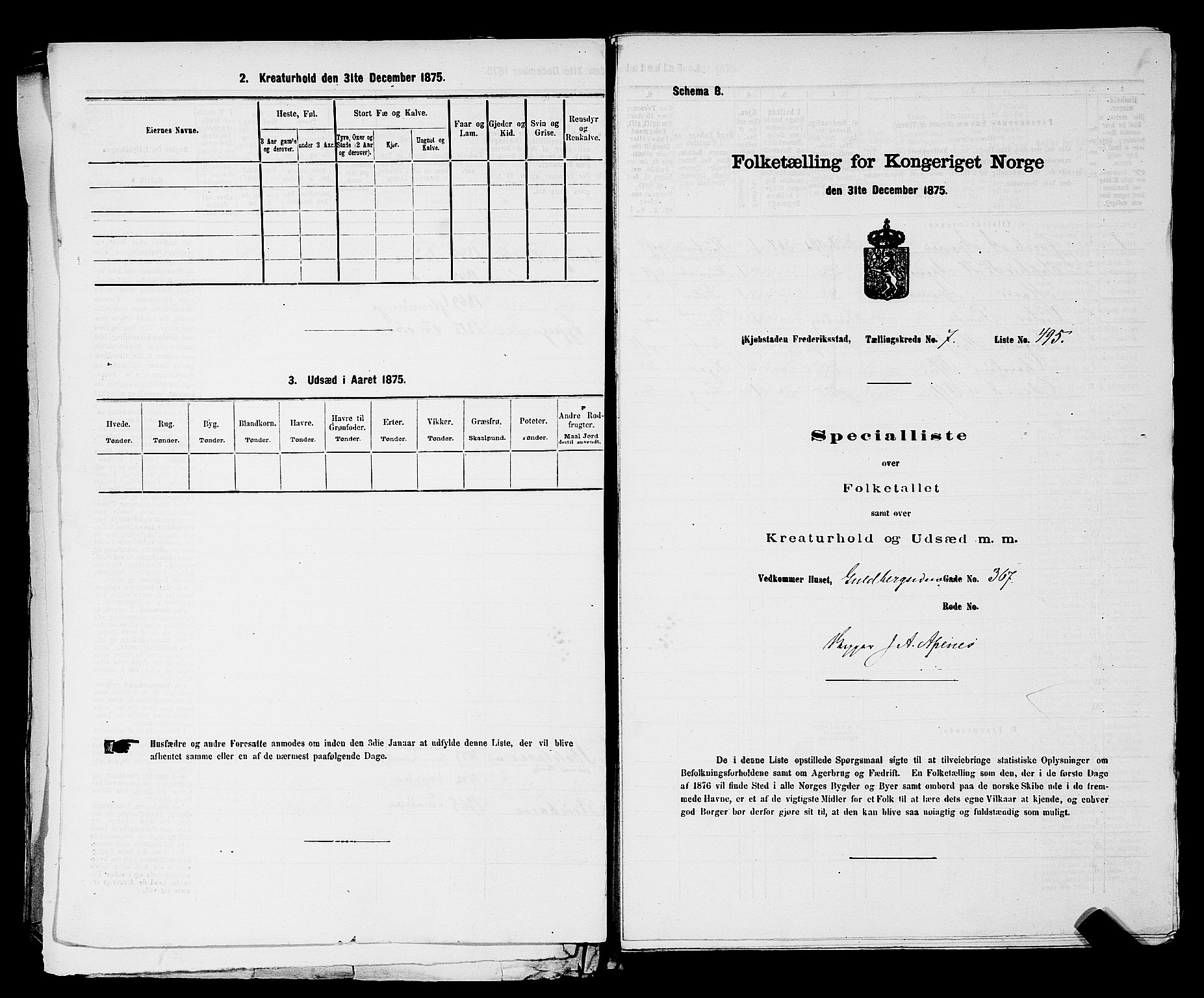 RA, 1875 census for 0103B Fredrikstad/Fredrikstad, 1875, p. 1148