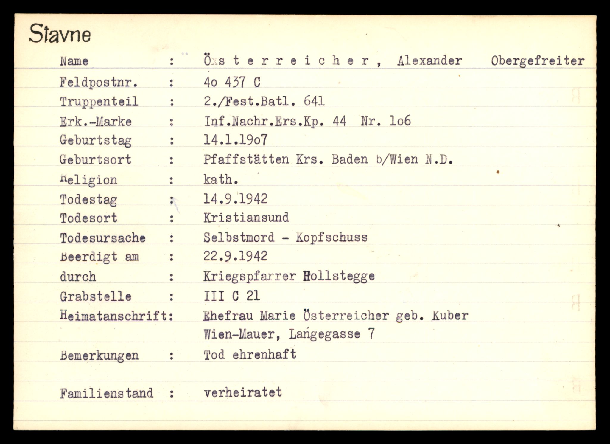 Distriktskontoret for krigsgraver, AV/SAT-A-5030/E/L0003: Kasett/kartotek over tysk Krigskirkegård Stavne, 1945, p. 1617