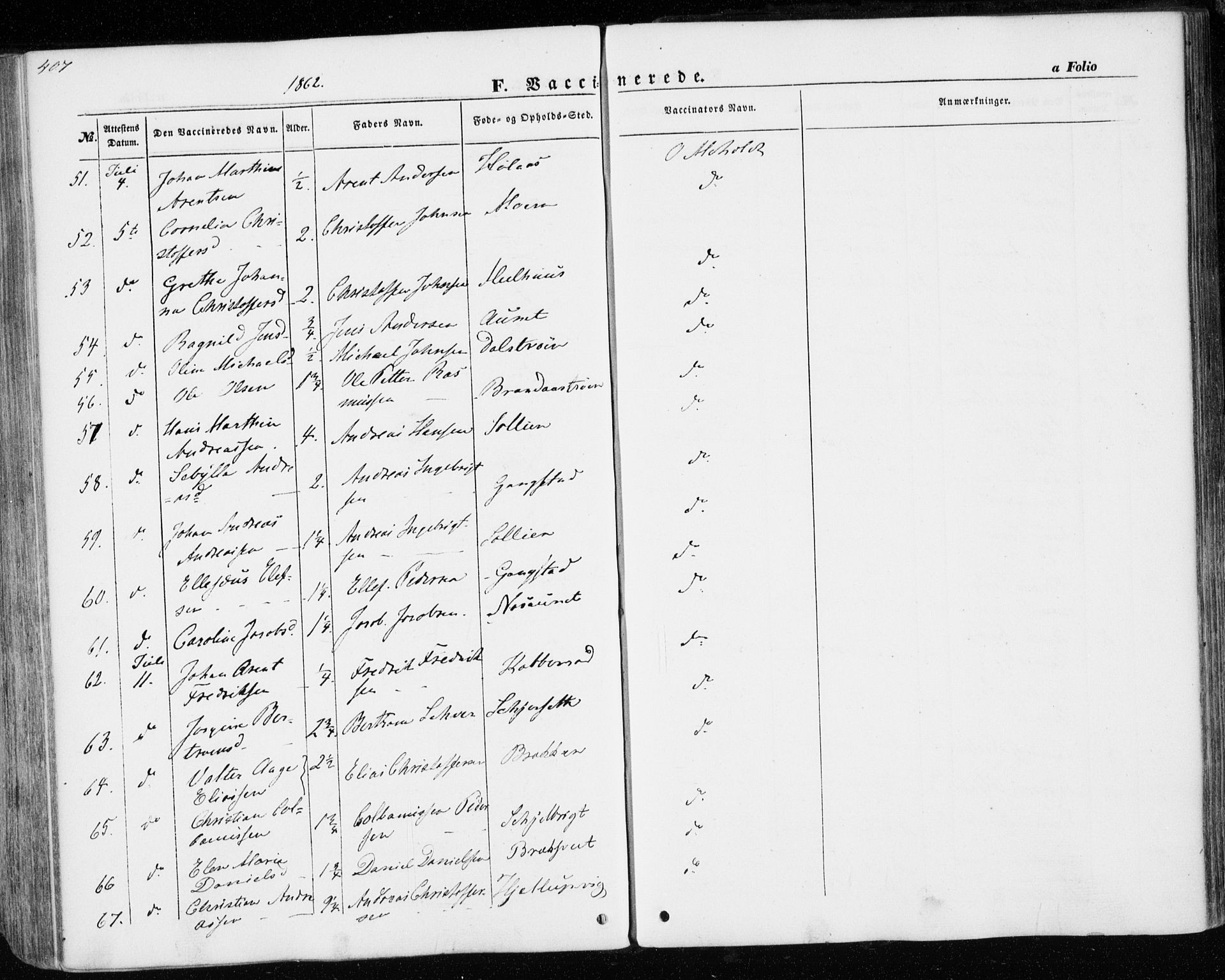 Ministerialprotokoller, klokkerbøker og fødselsregistre - Nord-Trøndelag, AV/SAT-A-1458/701/L0008: Parish register (official) no. 701A08 /1, 1854-1863, p. 407