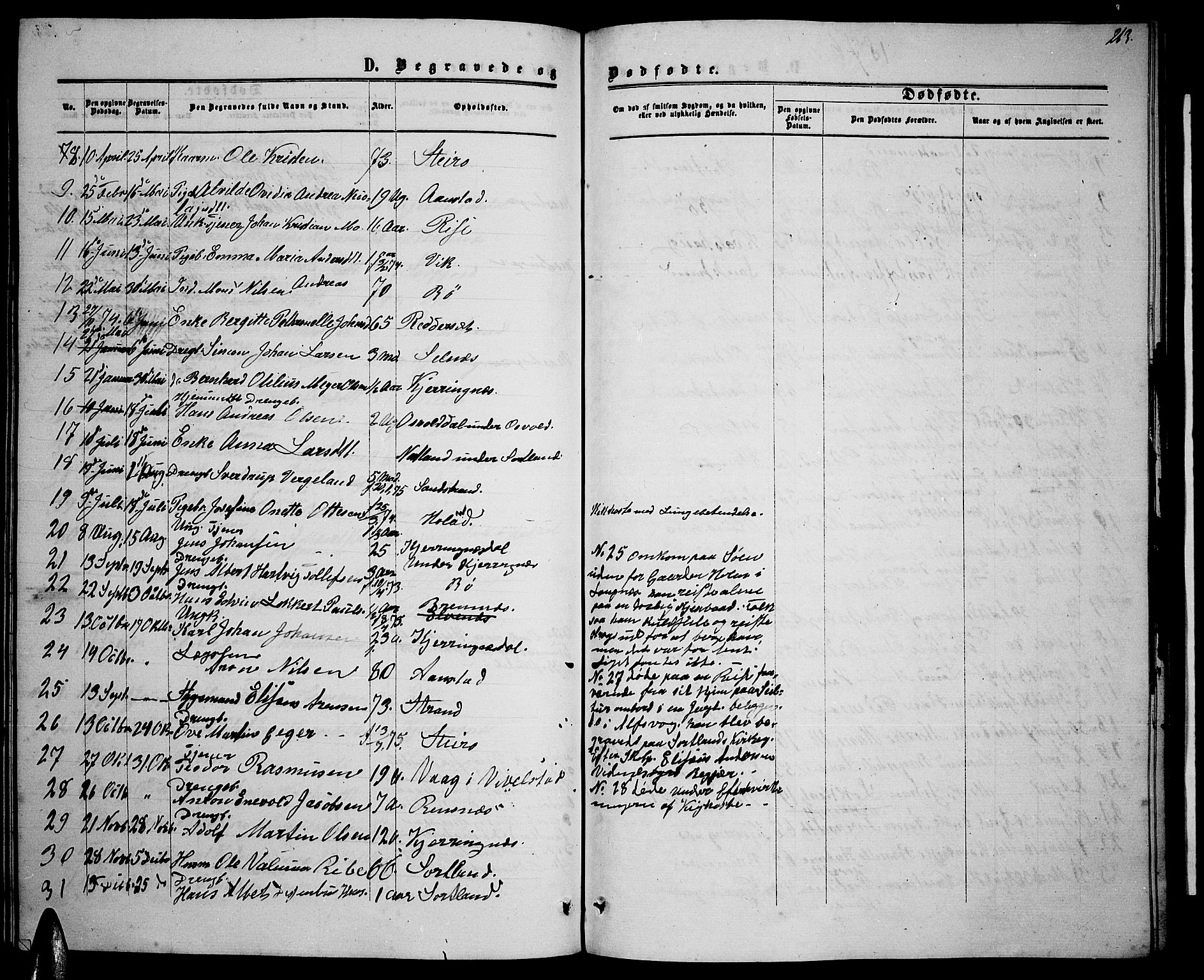Ministerialprotokoller, klokkerbøker og fødselsregistre - Nordland, SAT/A-1459/895/L1381: Parish register (copy) no. 895C03, 1864-1885, p. 263