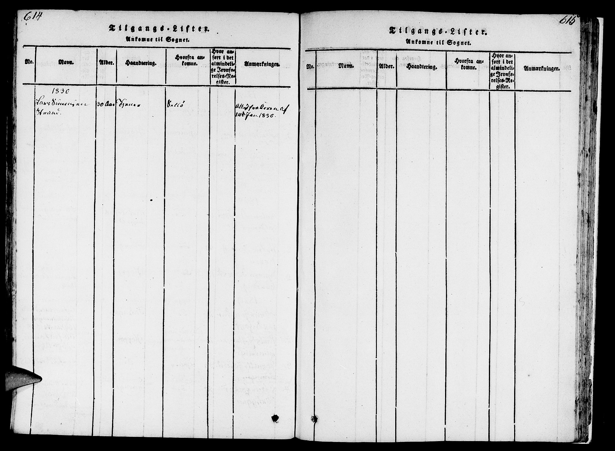 Eid sokneprestembete, SAB/A-82301/H/Haa/Haaa/L0005: Parish register (official) no. A 5, 1816-1830, p. 614-615