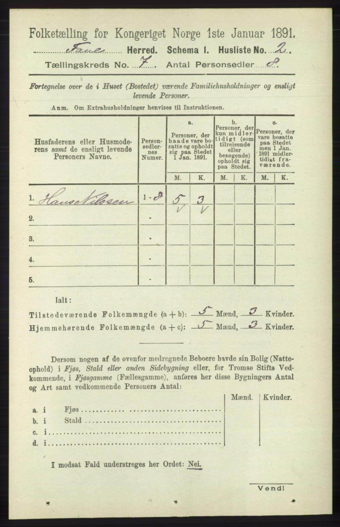 RA, 1891 census for 1249 Fana, 1891, p. 2915