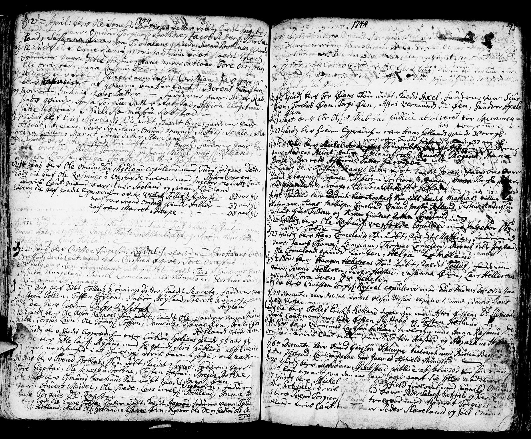 Helleland sokneprestkontor, AV/SAST-A-101810: Parish register (official) no. A 1 /1, 1713-1761, p. 75