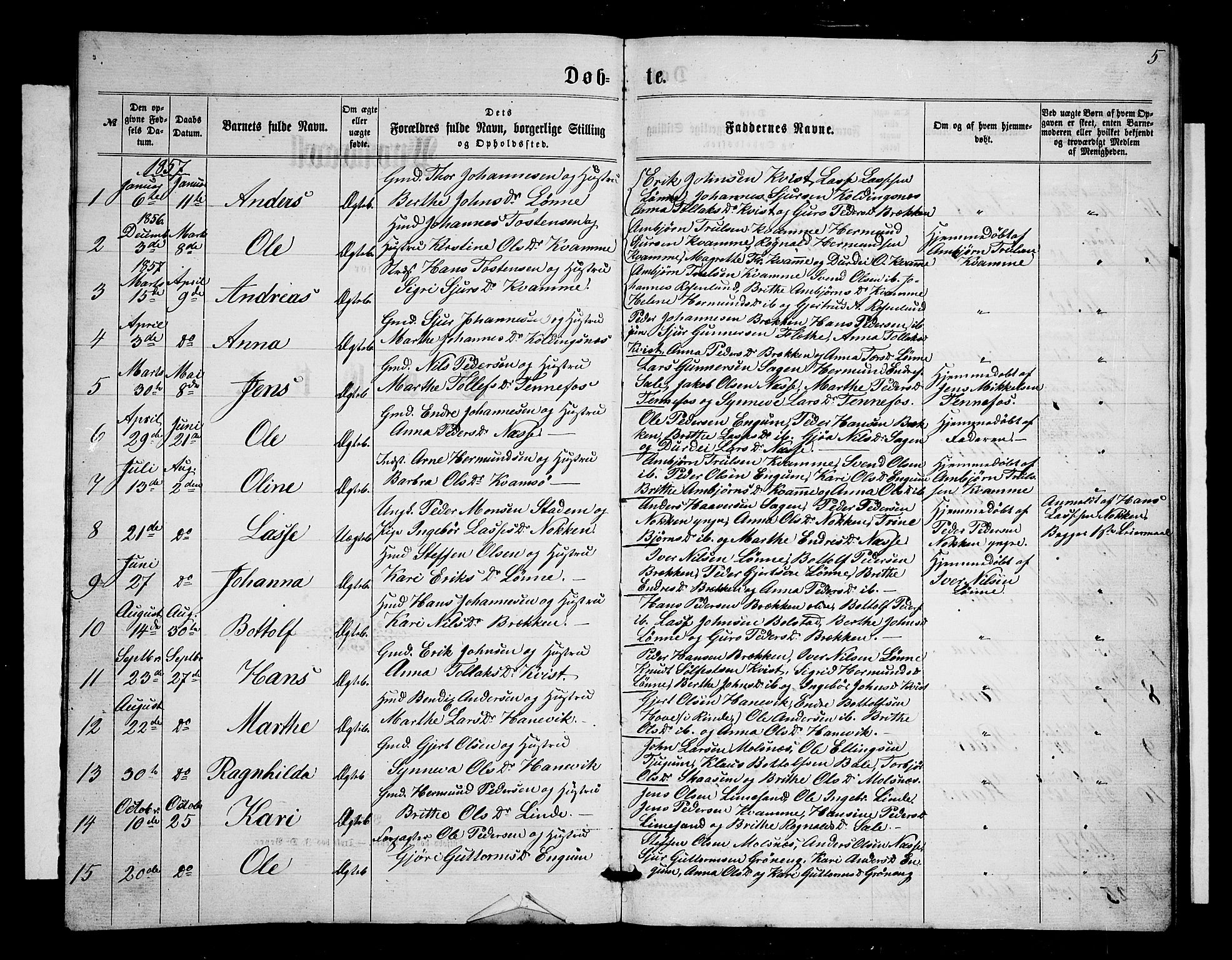 Balestrand sokneprestembete, AV/SAB-A-79601/H/Hab/Habc/L0001: Parish register (copy) no. C 1, 1857-1877, p. 5