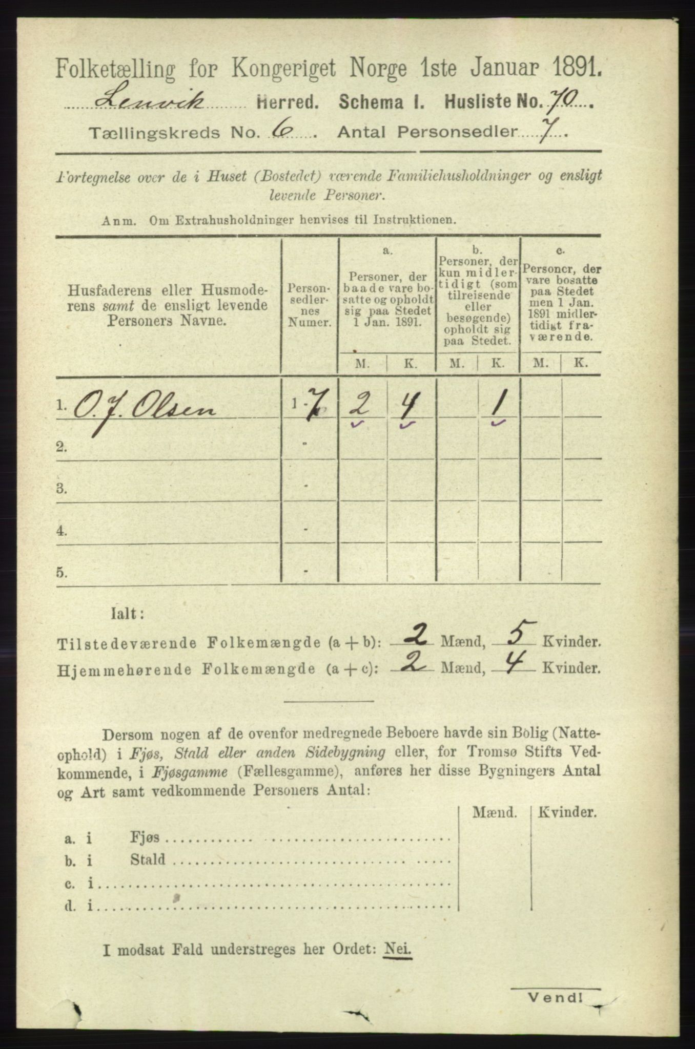 RA, 1891 census for 1931 Lenvik, 1891, p. 3235