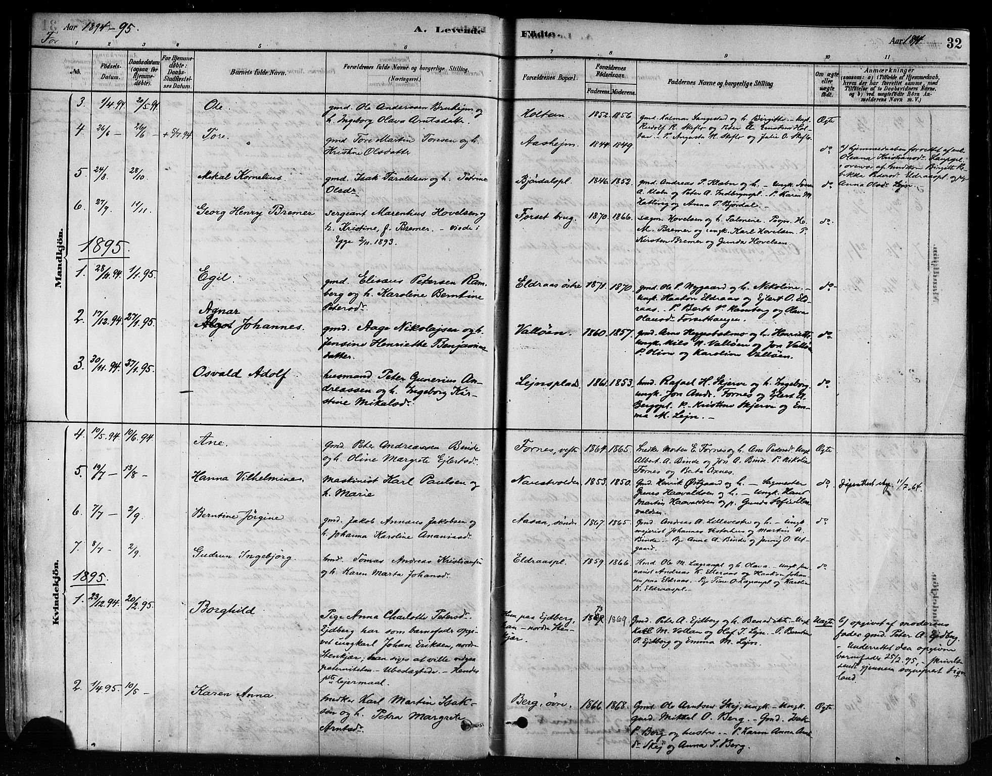 Ministerialprotokoller, klokkerbøker og fødselsregistre - Nord-Trøndelag, AV/SAT-A-1458/746/L0448: Parish register (official) no. 746A07 /1, 1878-1900, p. 32