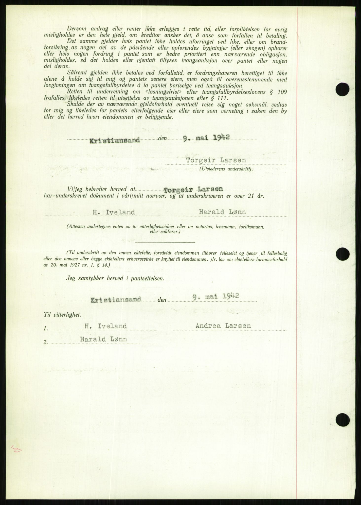 Torridal sorenskriveri, SAK/1221-0012/G/Gb/Gbb/L0009: Mortgage book no. 53b, 1942-1943, Diary no: : 711/1942