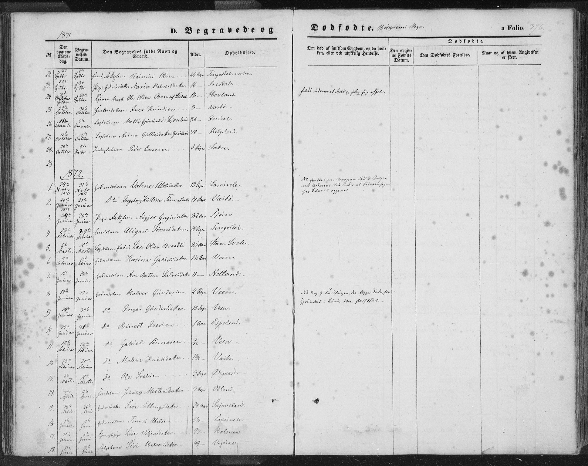 Helleland sokneprestkontor, SAST/A-101810: Parish register (official) no. A 7.2, 1863-1886, p. 376
