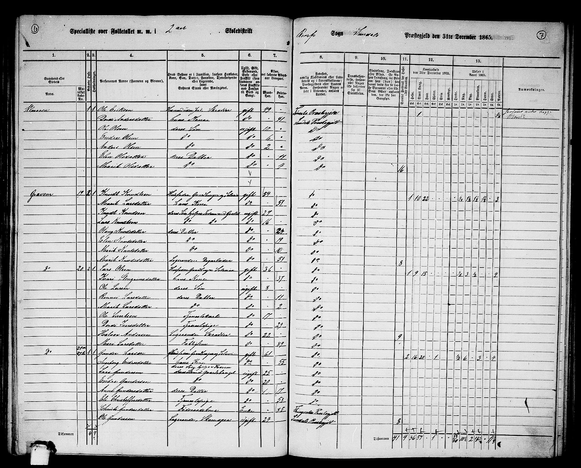 RA, 1865 census for Sunndal, 1865, p. 20