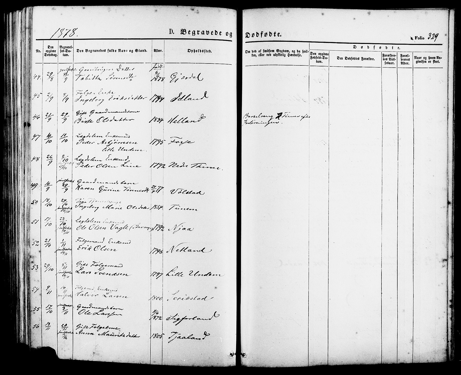 Lye sokneprestkontor, AV/SAST-A-101794/001/30BA/L0008: Parish register (official) no. A 7, 1872-1881, p. 329