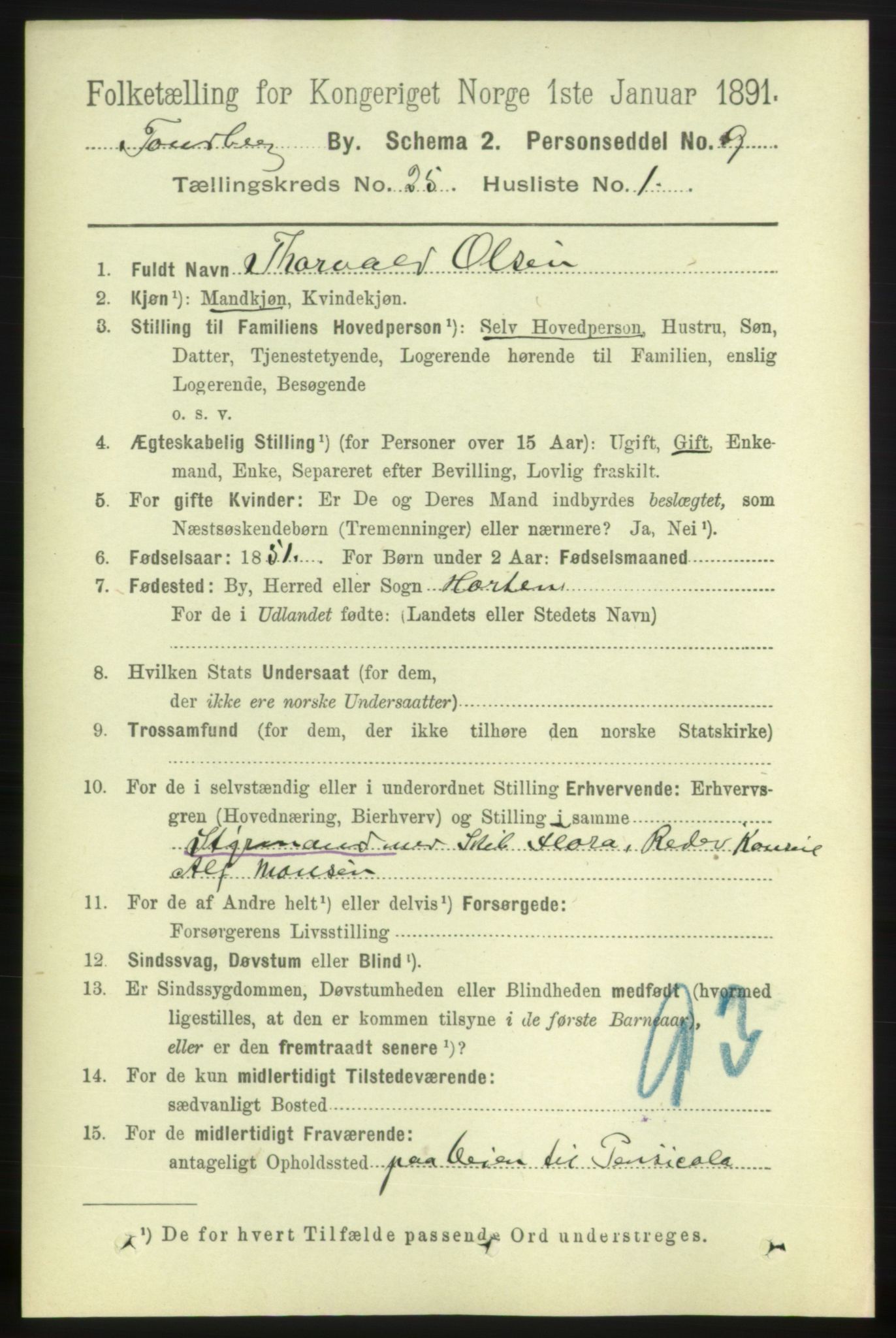 RA, 1891 census for 0705 Tønsberg, 1891, p. 6479