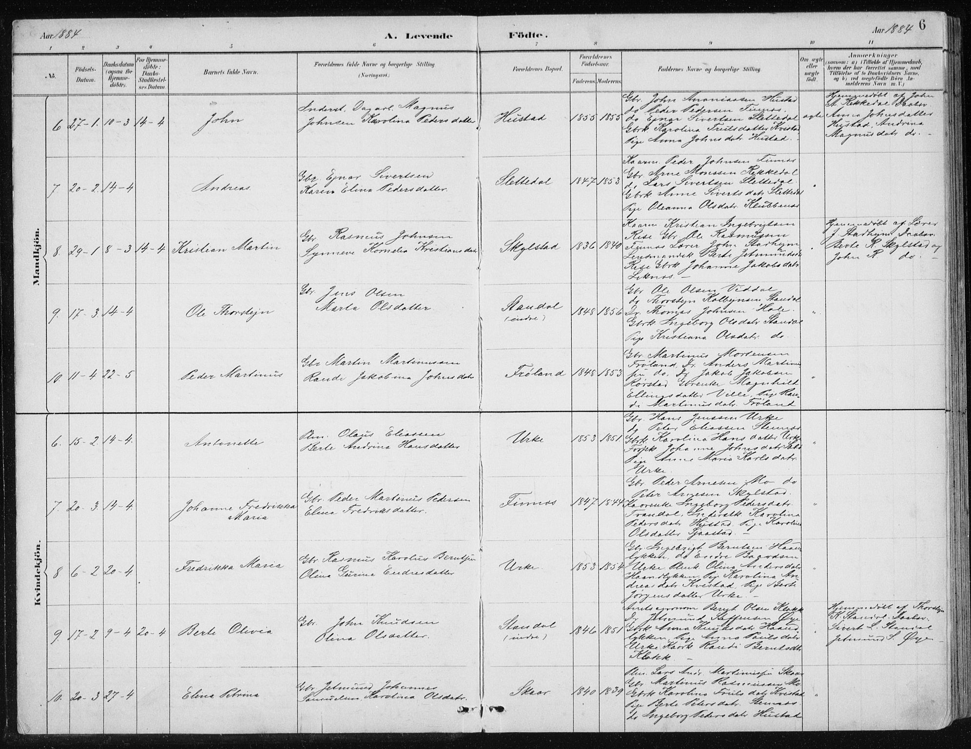 Ministerialprotokoller, klokkerbøker og fødselsregistre - Møre og Romsdal, AV/SAT-A-1454/515/L0215: Parish register (copy) no. 515C02, 1884-1906, p. 6