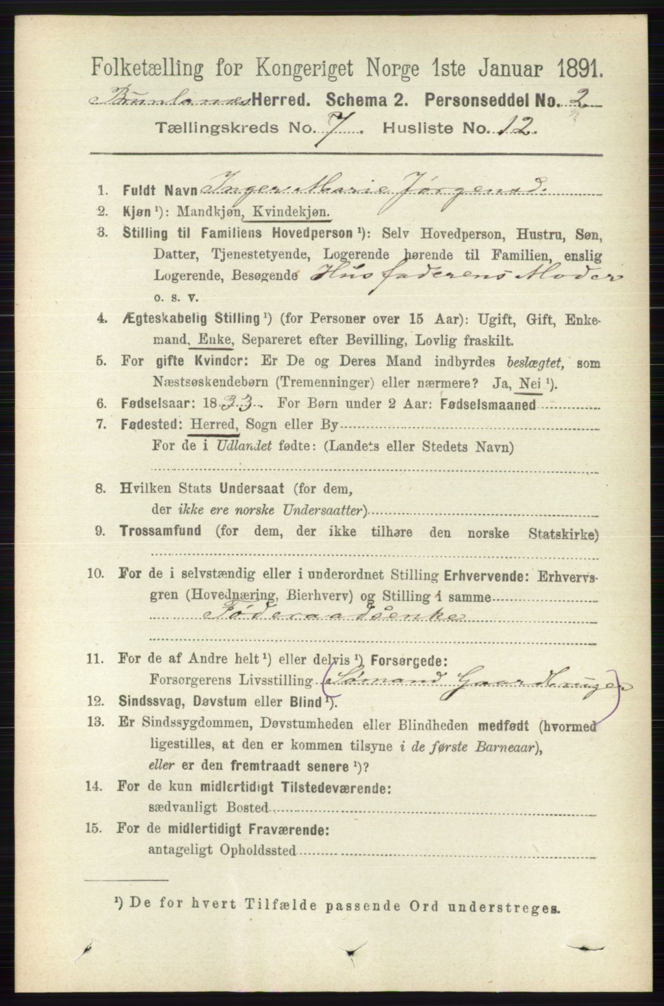 RA, 1891 census for 0726 Brunlanes, 1891, p. 3061