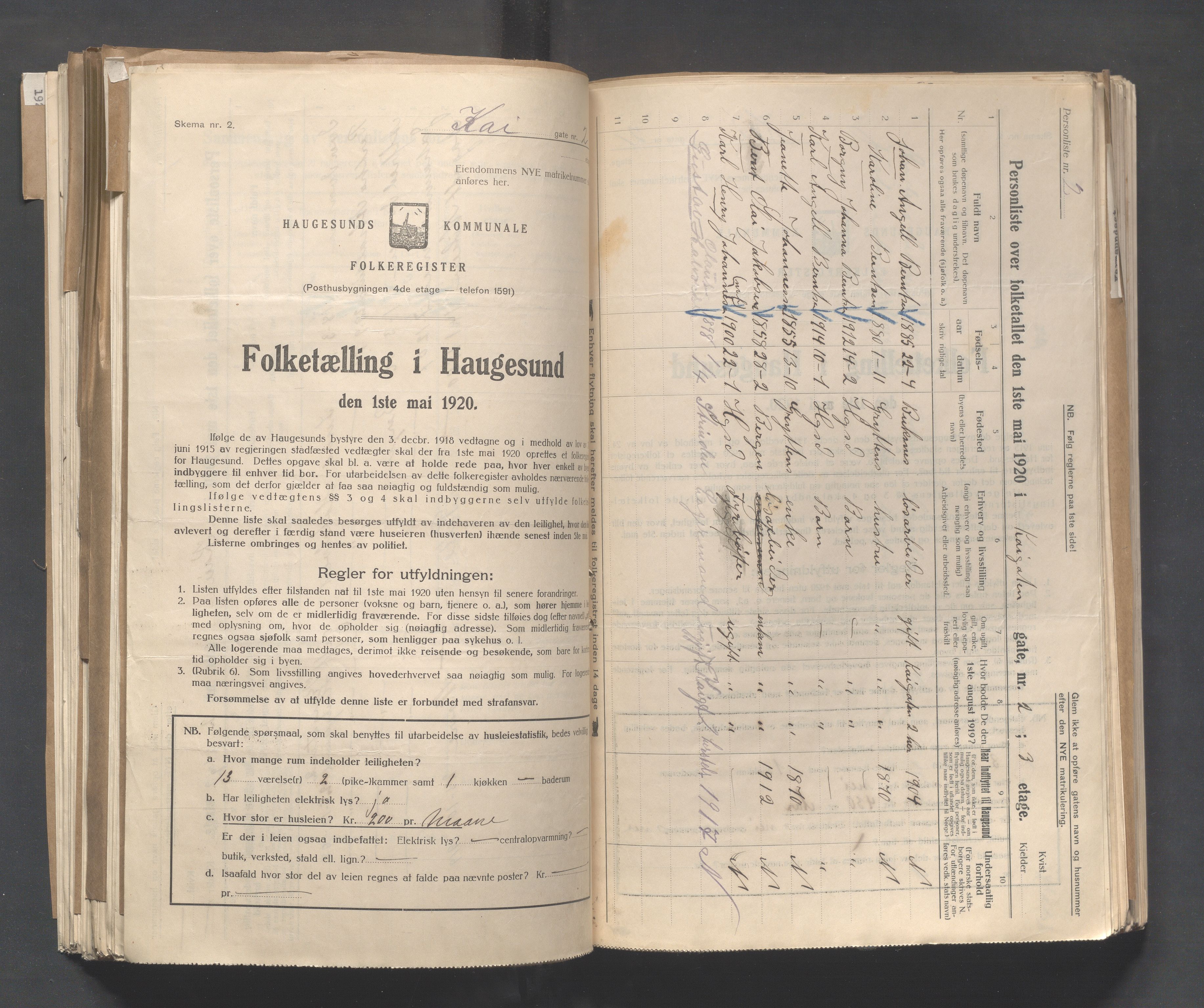 IKAR, Local census 1.5.1920 for Haugesund, 1920, p. 2229