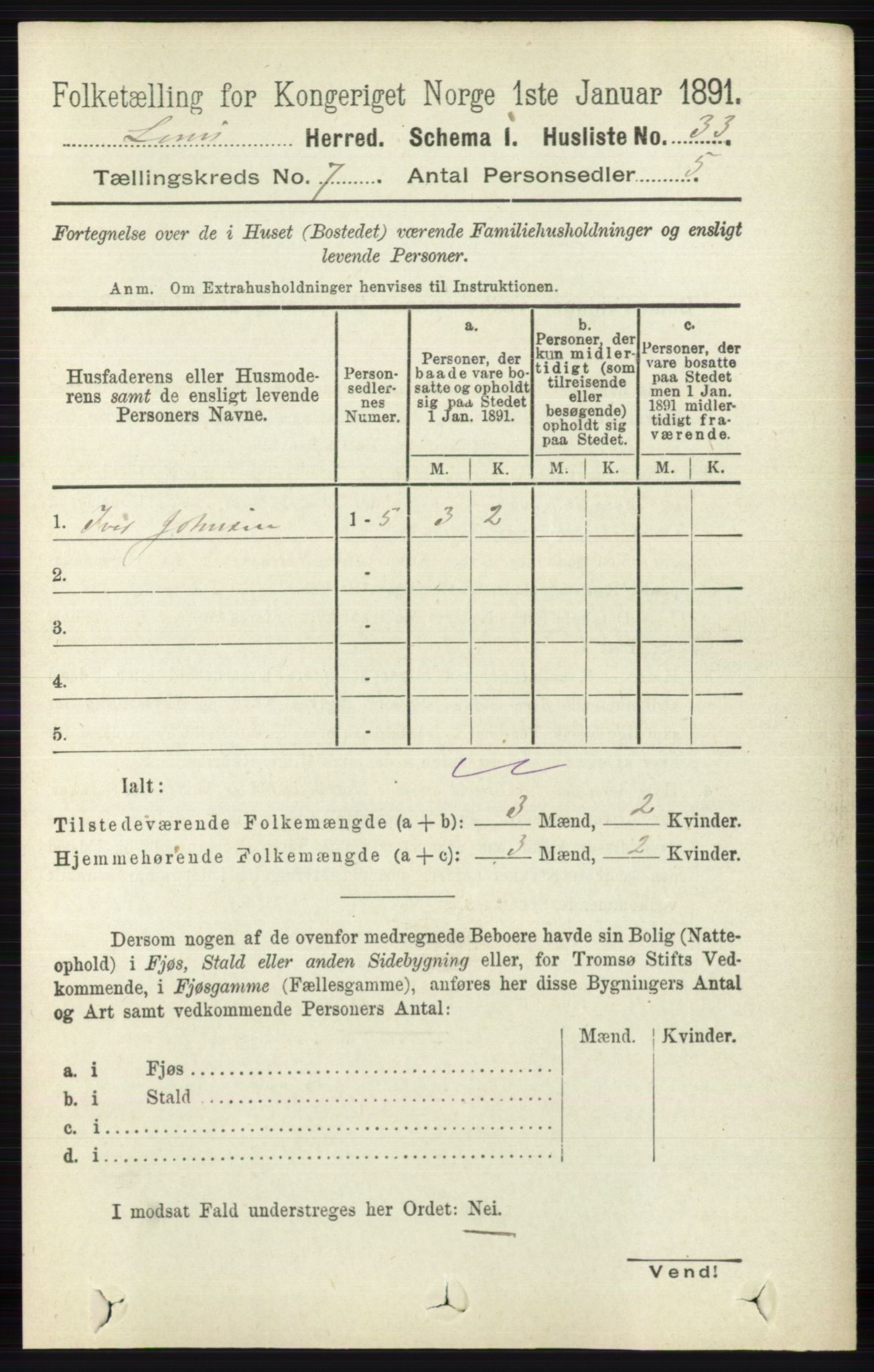 RA, 1891 census for 0514 Lom, 1891, p. 2792