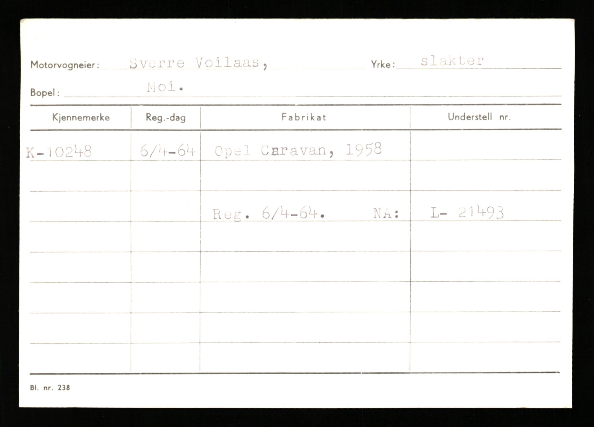 Stavanger trafikkstasjon, SAST/A-101942/0/G/L0002: Registreringsnummer: 5791 - 10405, 1930-1971, p. 3062