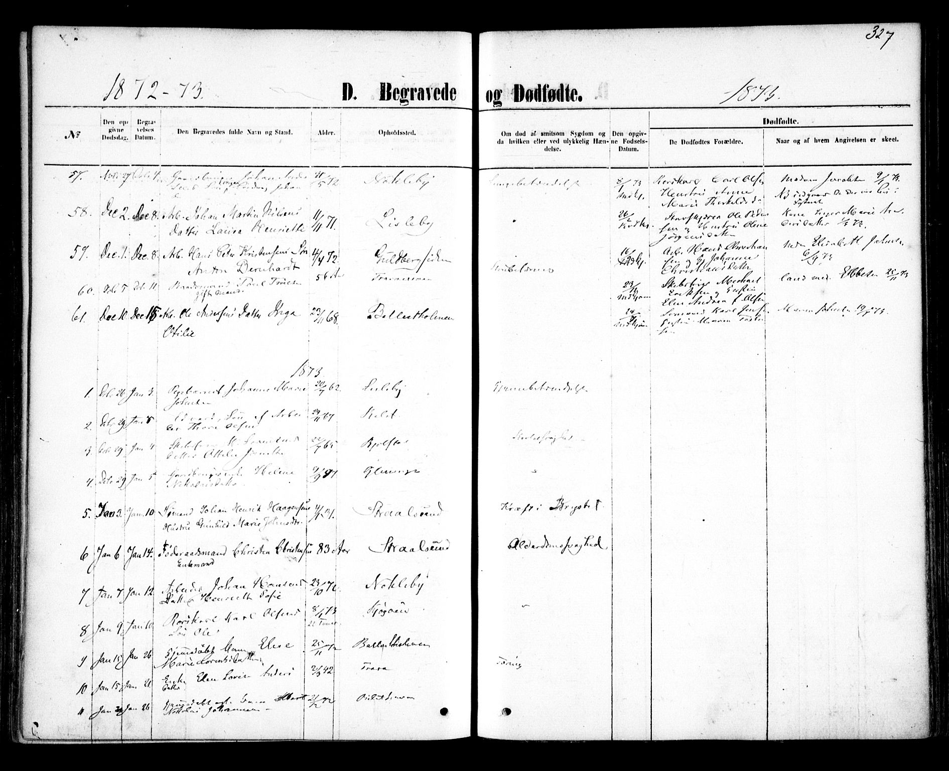 Glemmen prestekontor Kirkebøker, AV/SAO-A-10908/F/Fa/L0009: Parish register (official) no. 9, 1871-1878, p. 327