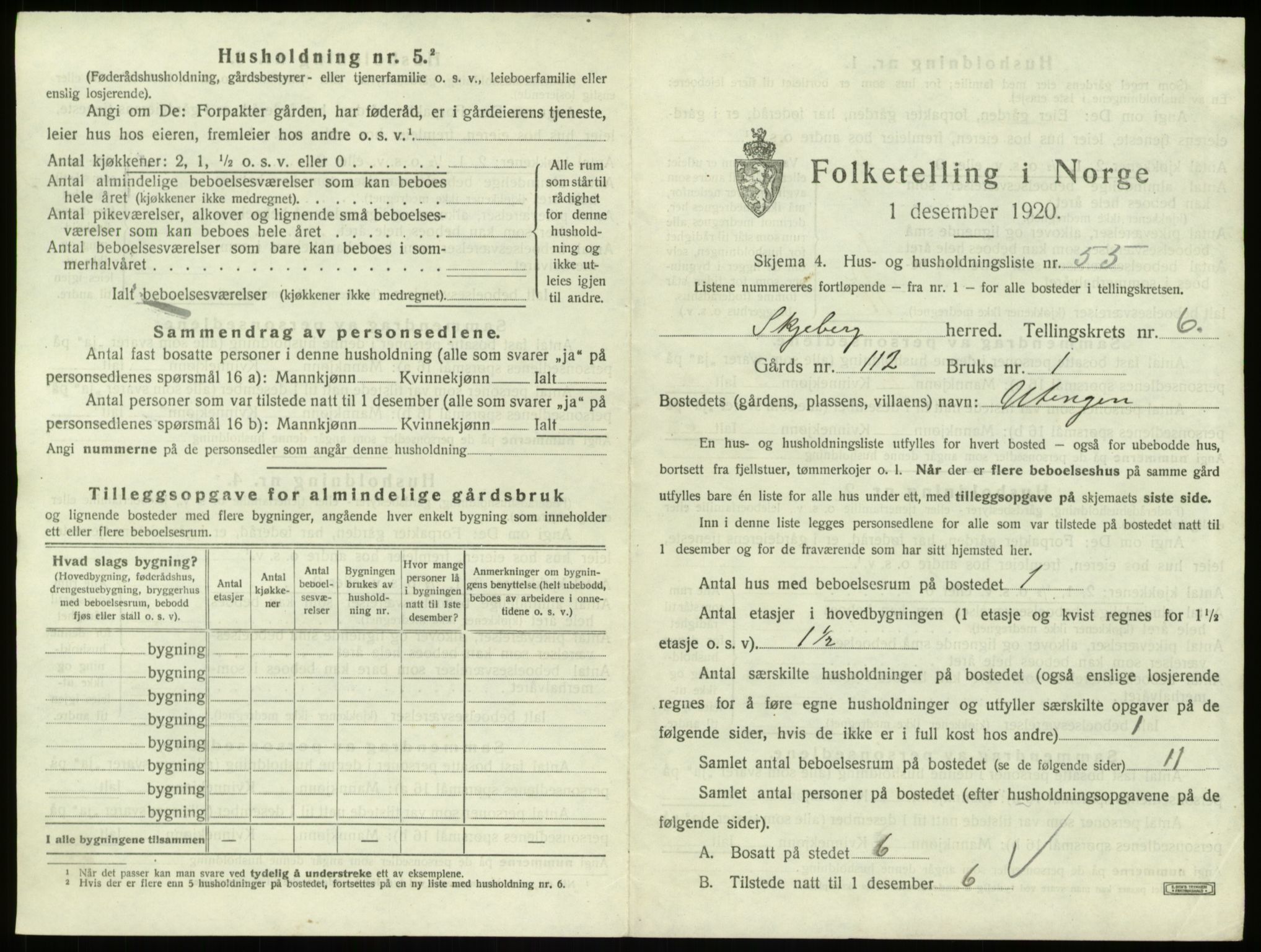 SAO, 1920 census for Skjeberg, 1920, p. 886