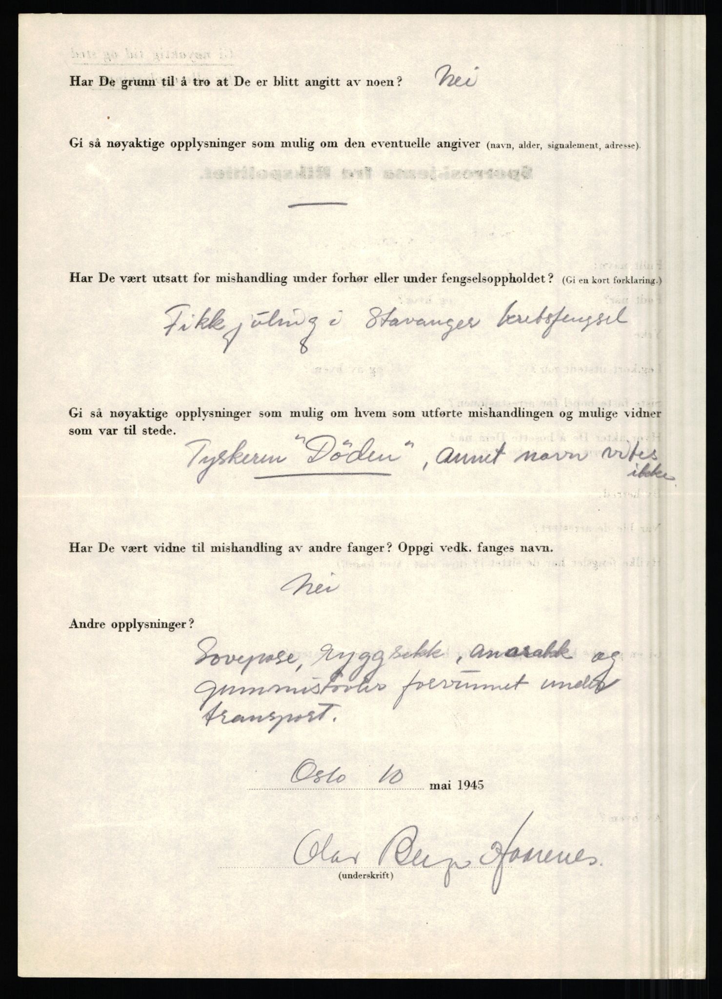Rikspolitisjefen, AV/RA-S-1560/L/L0007: Heen, Erik C. - Iversen, Trygve, 1940-1945, p. 1044