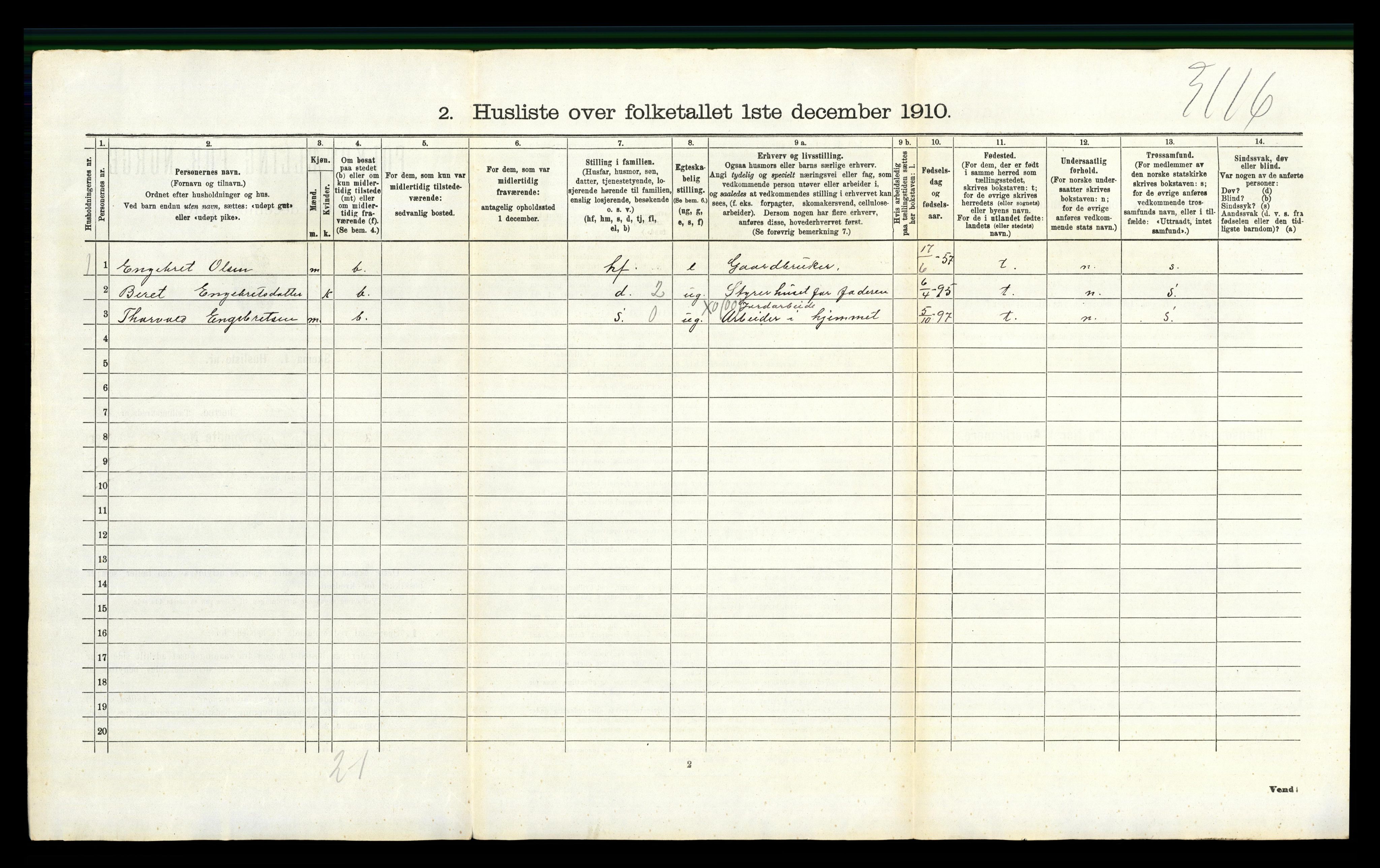 RA, 1910 census for Sigdal, 1910, p. 1229