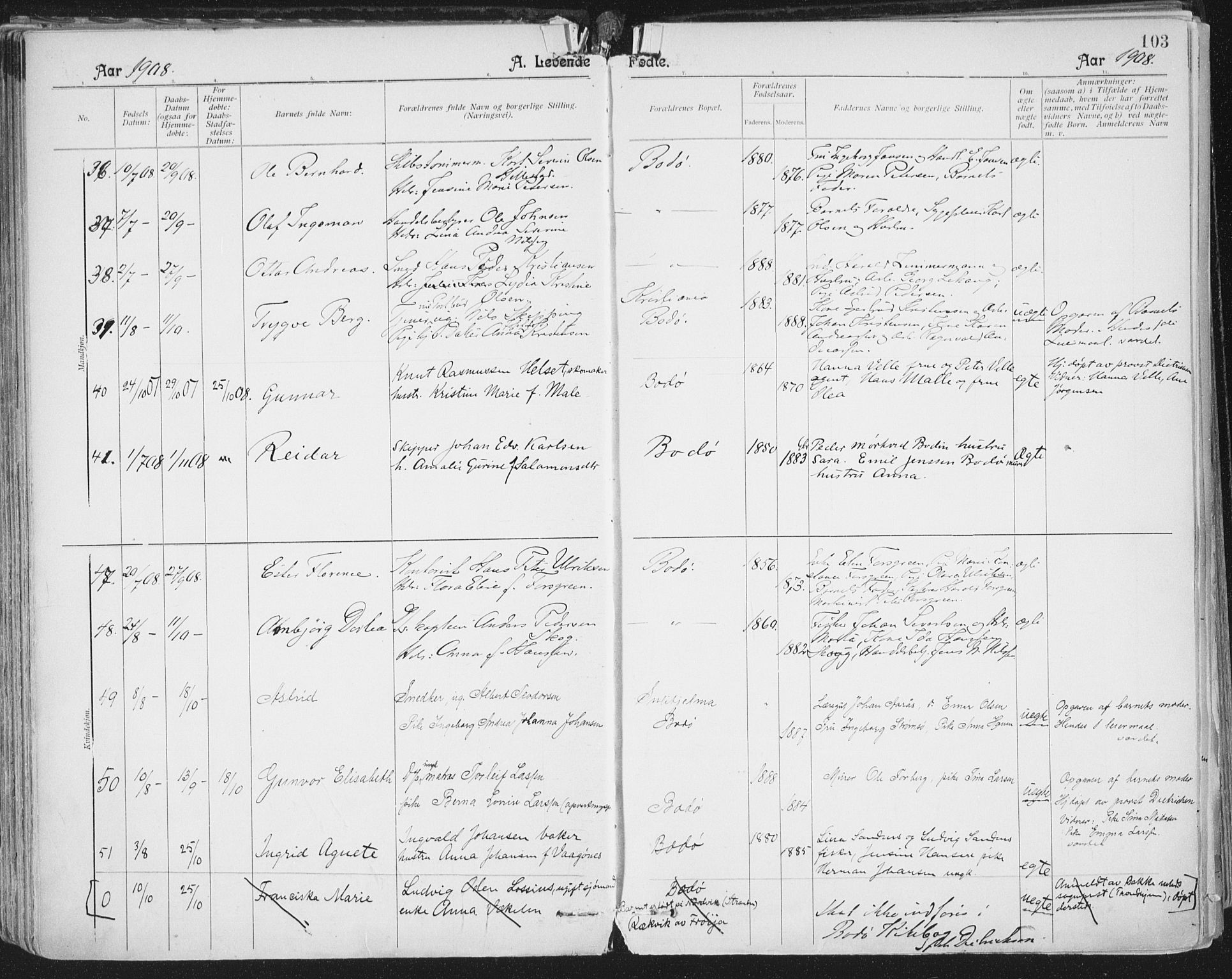 Ministerialprotokoller, klokkerbøker og fødselsregistre - Nordland, AV/SAT-A-1459/801/L0011: Parish register (official) no. 801A11, 1900-1916, p. 103