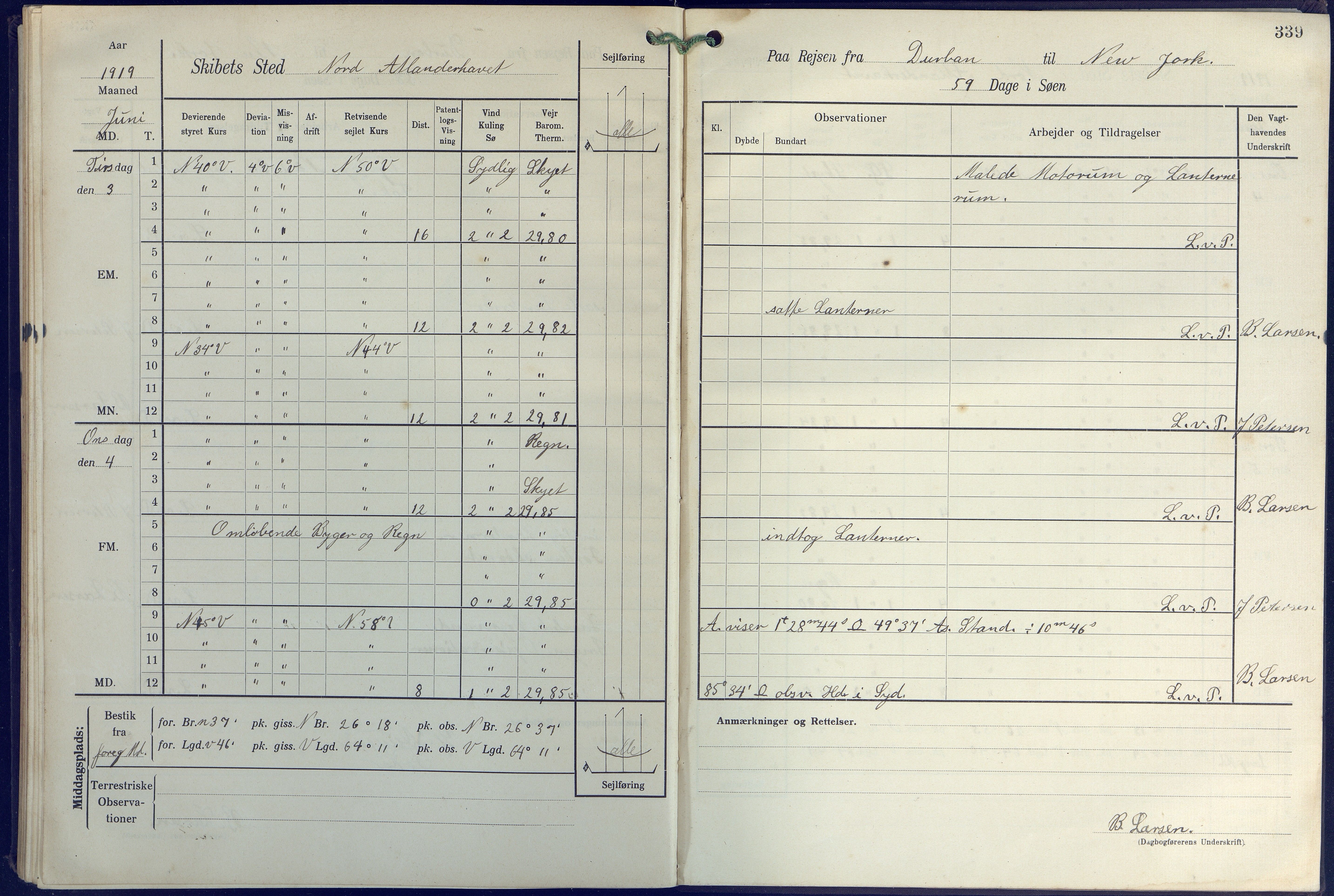 Fartøysarkivet, AAKS/PA-1934/F/L0271: Pehr Ugland (bark), 1917-1919, p. 339