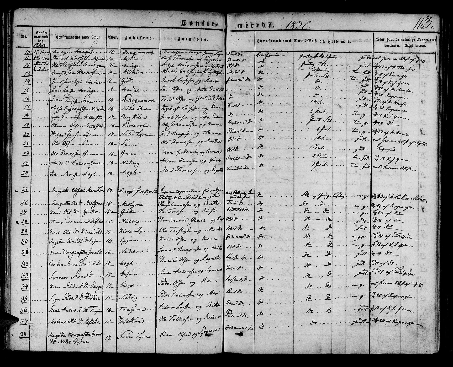 Lærdal sokneprestembete, AV/SAB-A-81201: Parish register (official) no. A 5, 1822-1834, p. 113