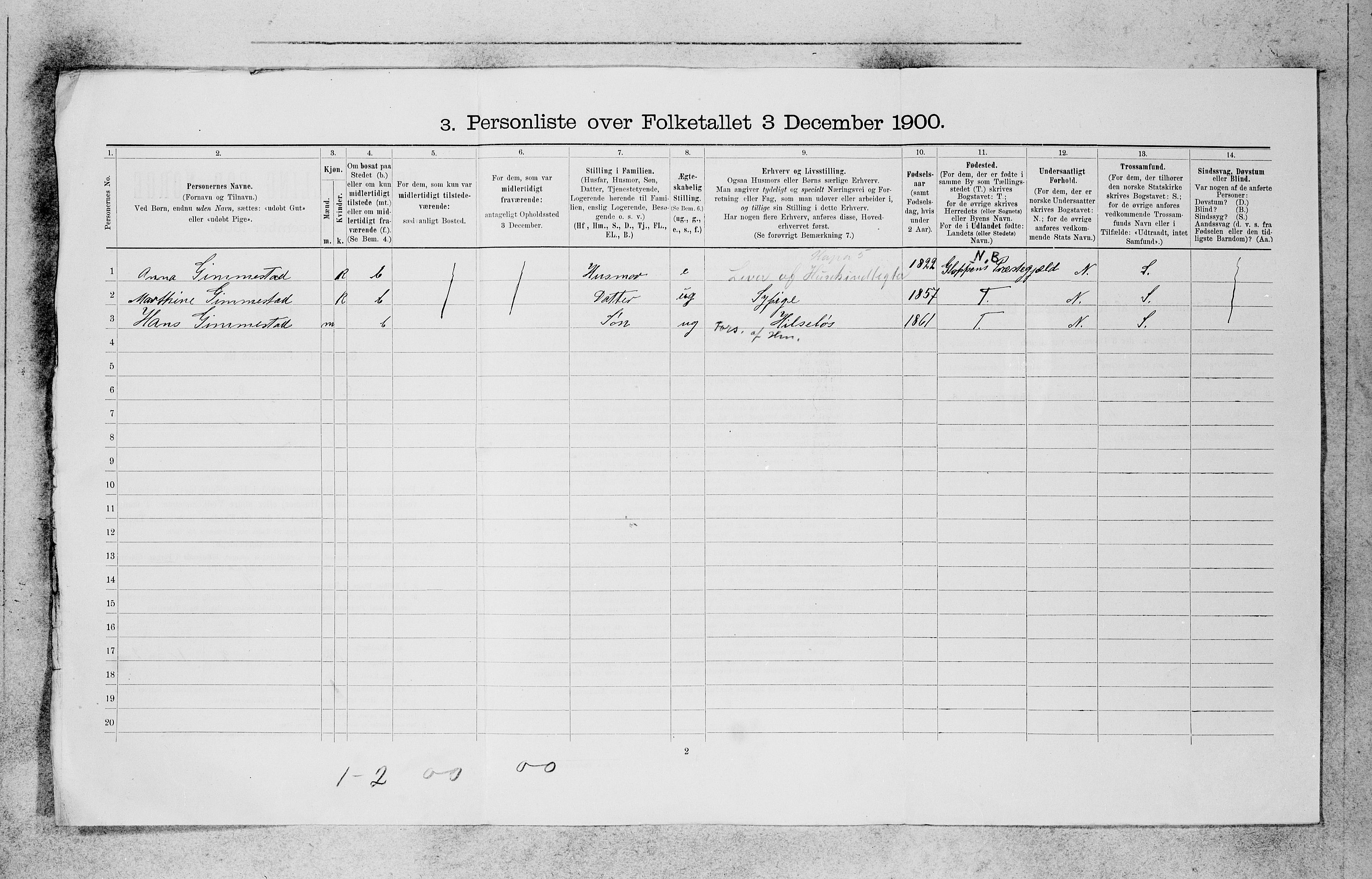 SAB, 1900 census for Bergen, 1900, p. 24207