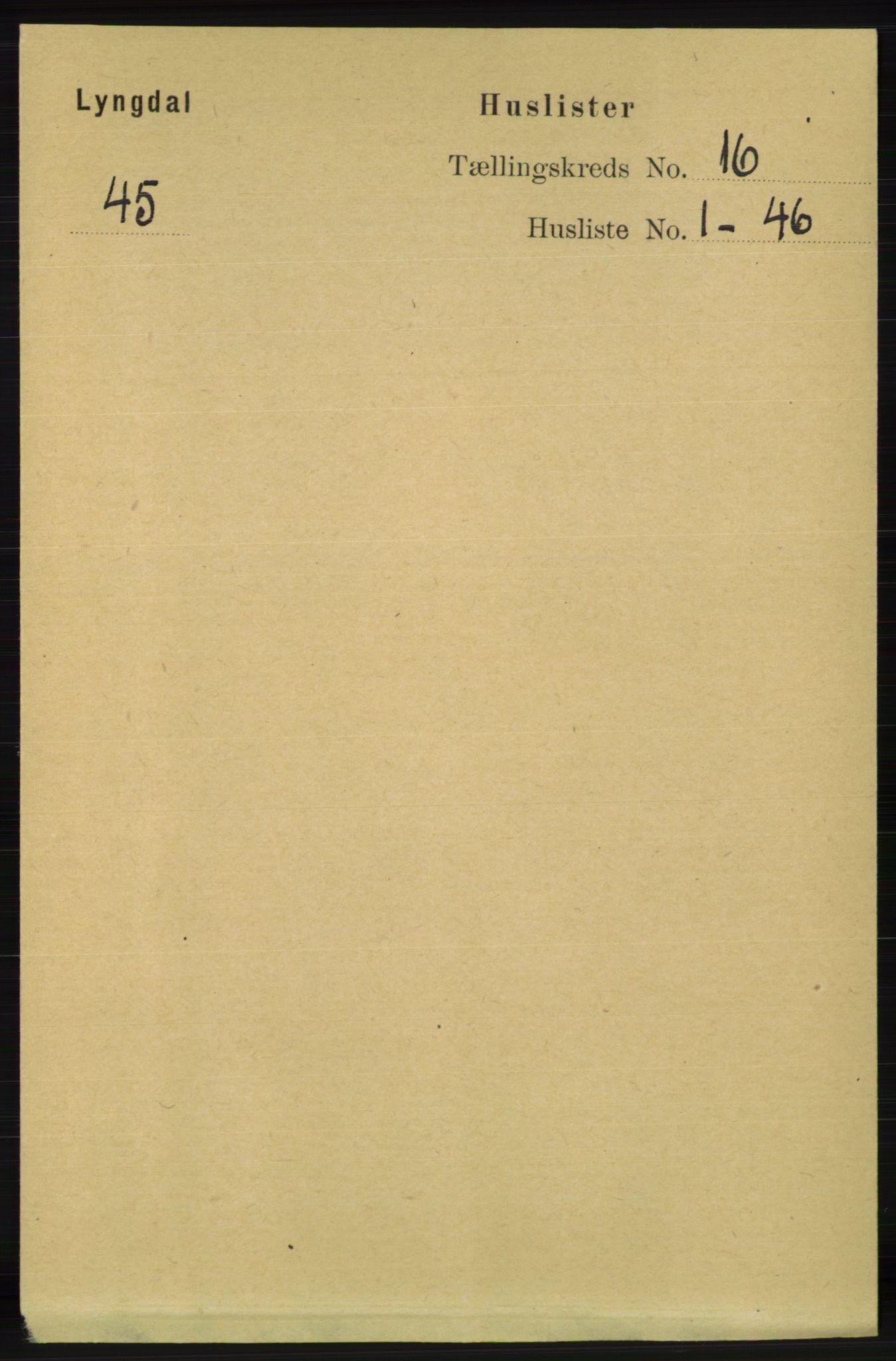 RA, 1891 census for 1032 Lyngdal, 1891, p. 6212